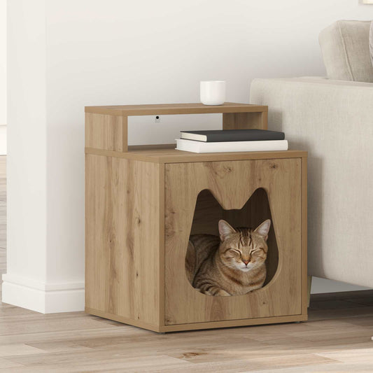 Kattenhuis Ambachtelijk eiken 42,5 x 40 x 53,5 cm Bewerkt hout is nu te koop bij PeponiXL, paradijselijk wonen!