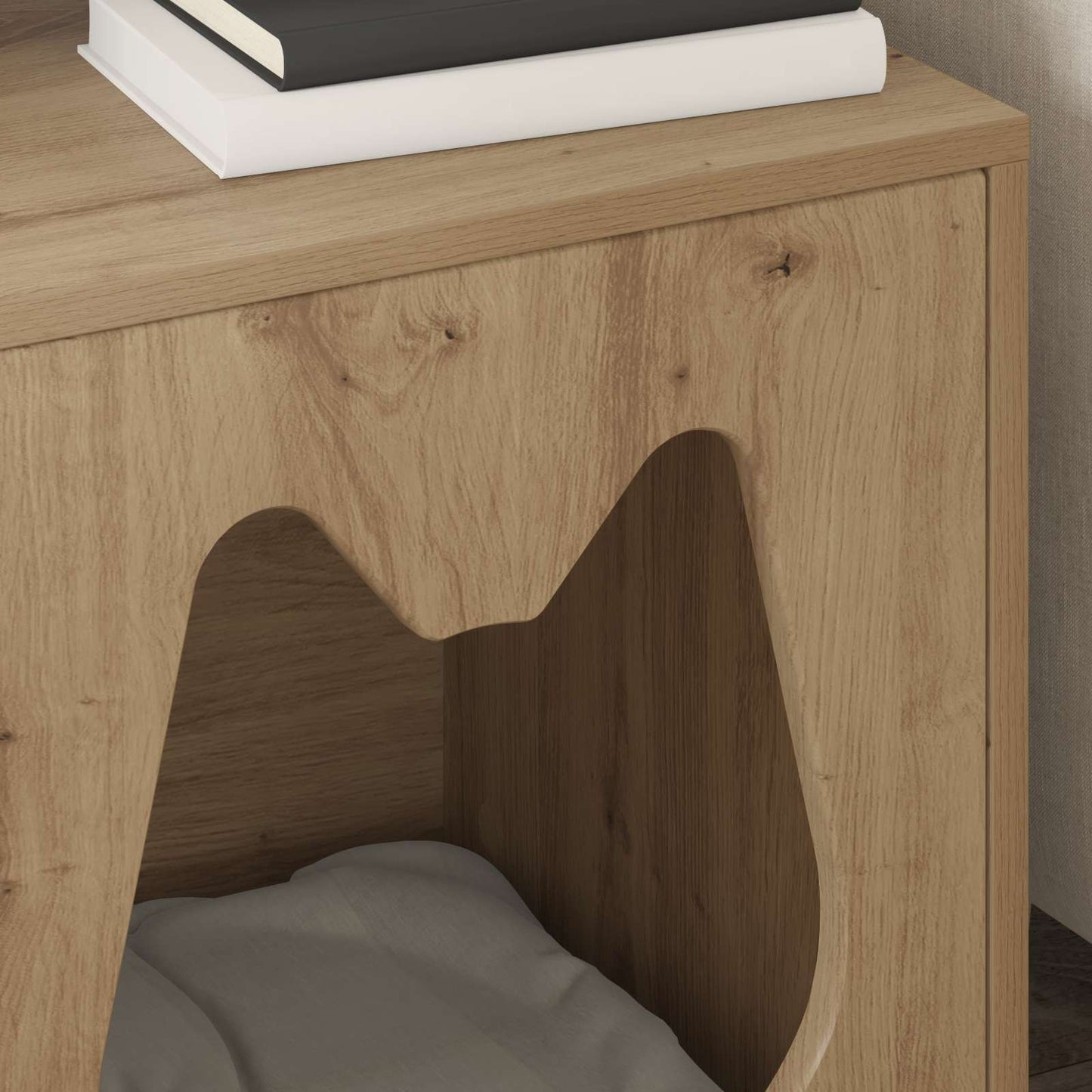 Kattenhuis Ambachtelijk eiken 42,5 x 40 x 53,5 cm Bewerkt hout