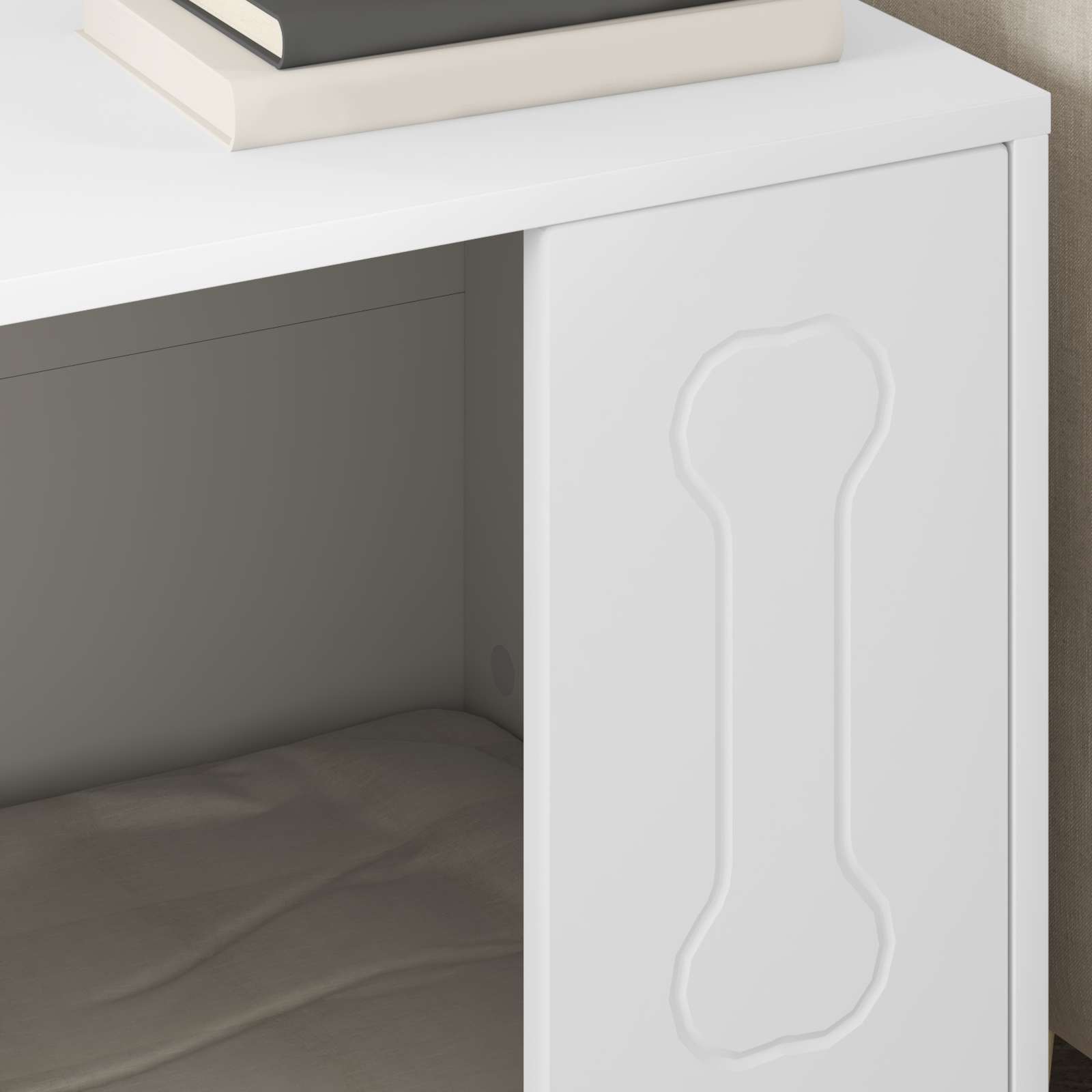 Hondenhuis Wit 44 x 42 x 49 cm Bewerkt hout is nu te koop bij PeponiXL, paradijselijk wonen!