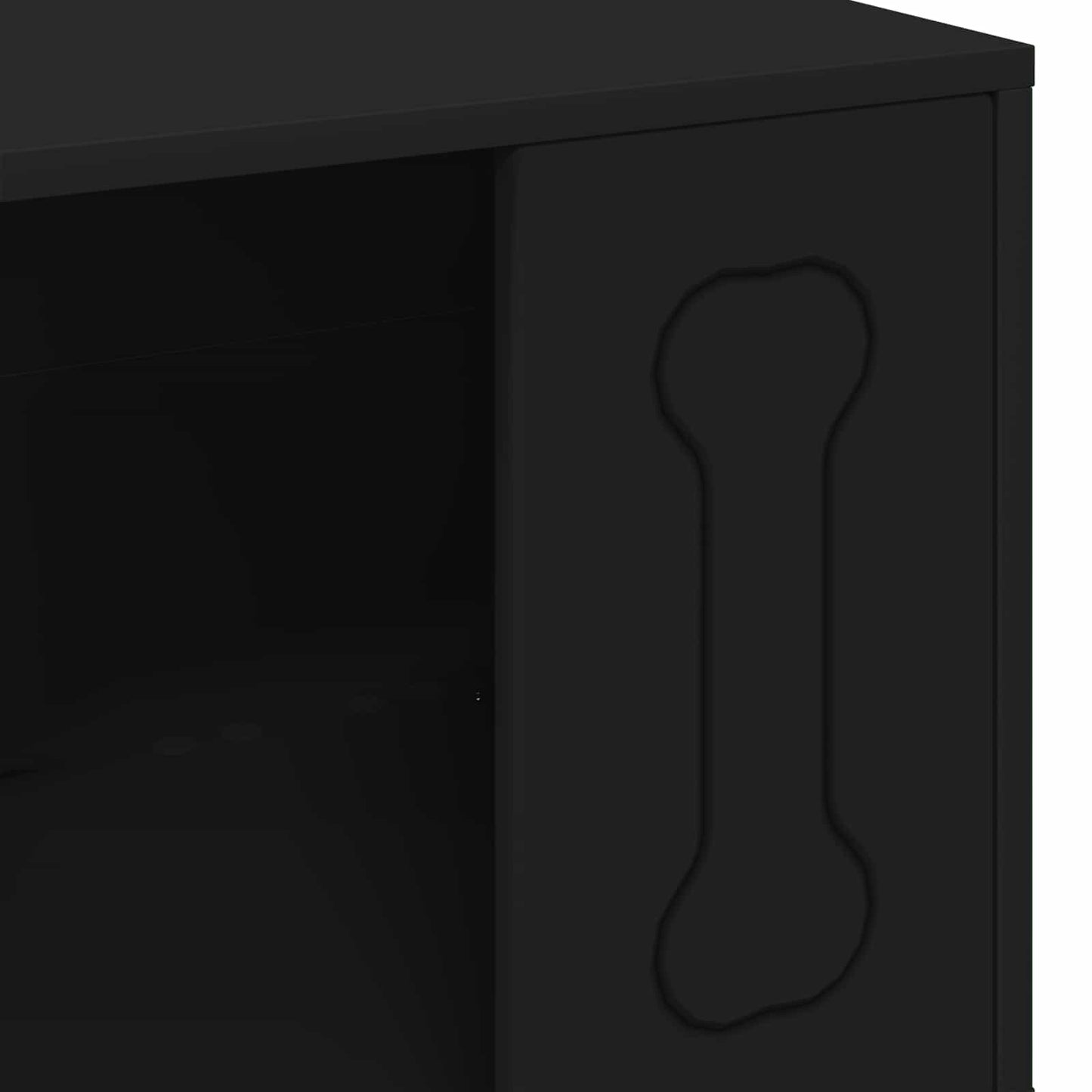 Hondenhuis Zwart 44 x 42 x 49 cm Bewerkt hout is nu te koop bij PeponiXL, paradijselijk wonen!