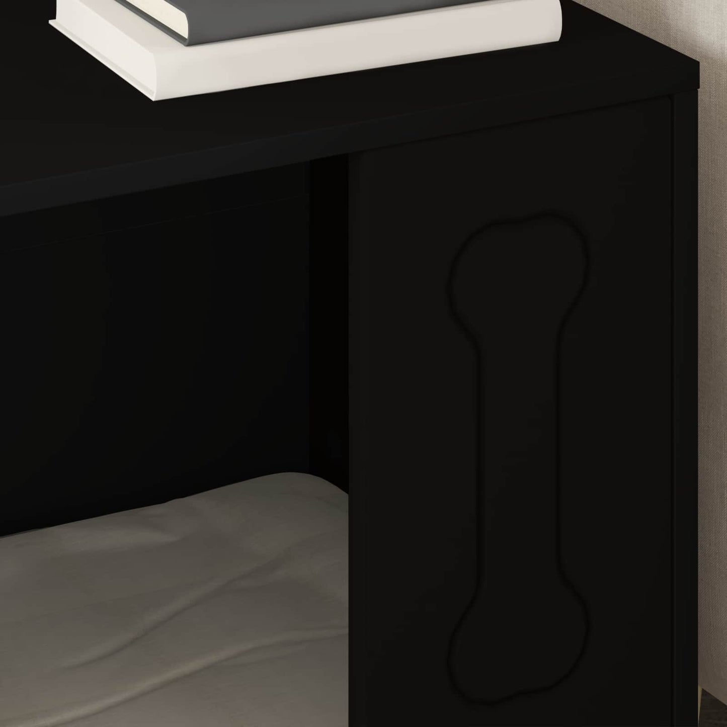 Hondenhuis Zwart 44 x 42 x 49 cm Bewerkt hout is nu te koop bij PeponiXL, paradijselijk wonen!