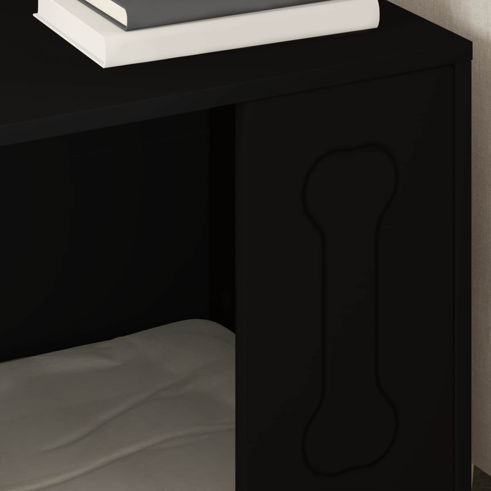 Hondenhuis Zwart 44 x 42 x 49 cm Bewerkt hout is nu te koop bij PeponiXL, paradijselijk wonen!