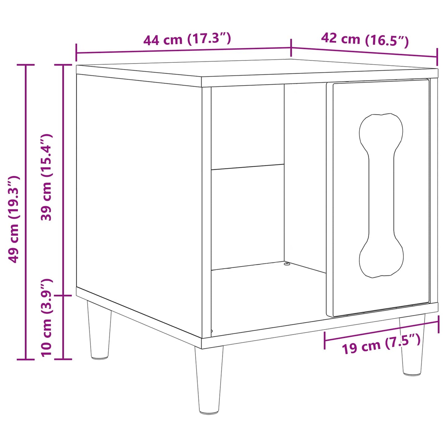 Hondenhuis Zwart 44 x 42 x 49 cm Bewerkt hout is nu te koop bij PeponiXL, paradijselijk wonen!