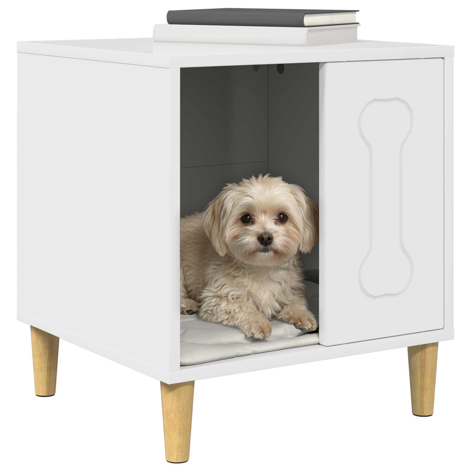 Hondenhuis Glanzend Wit 44 x 42 x 49 cm Bewerkt hout is nu te koop bij PeponiXL, paradijselijk wonen!