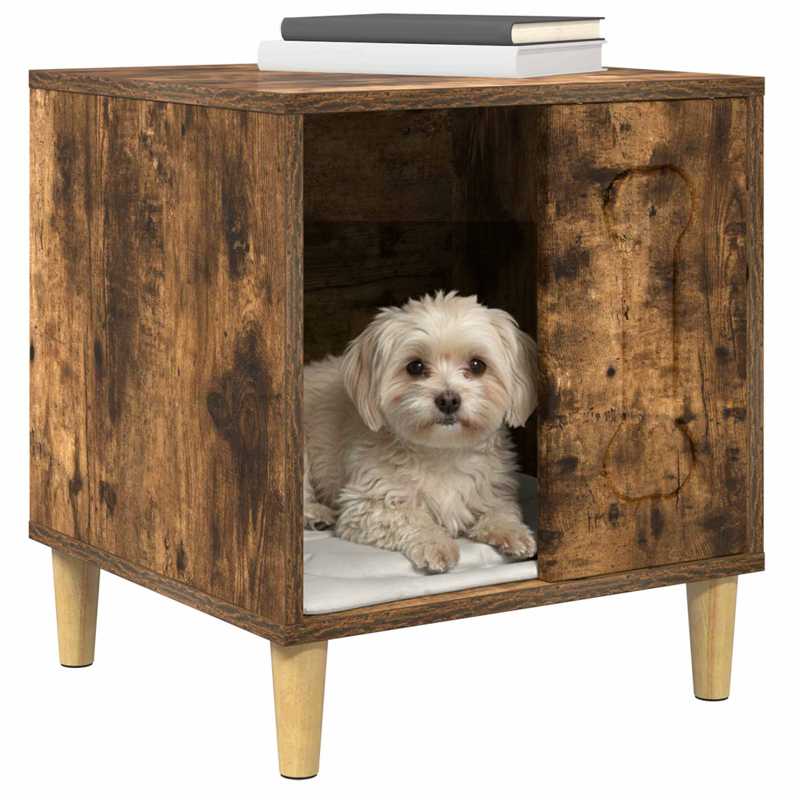Hondenhuis Gerookt eiken 44 x 42 x 49 cm Bewerkt hout is nu te koop bij PeponiXL, paradijselijk wonen!