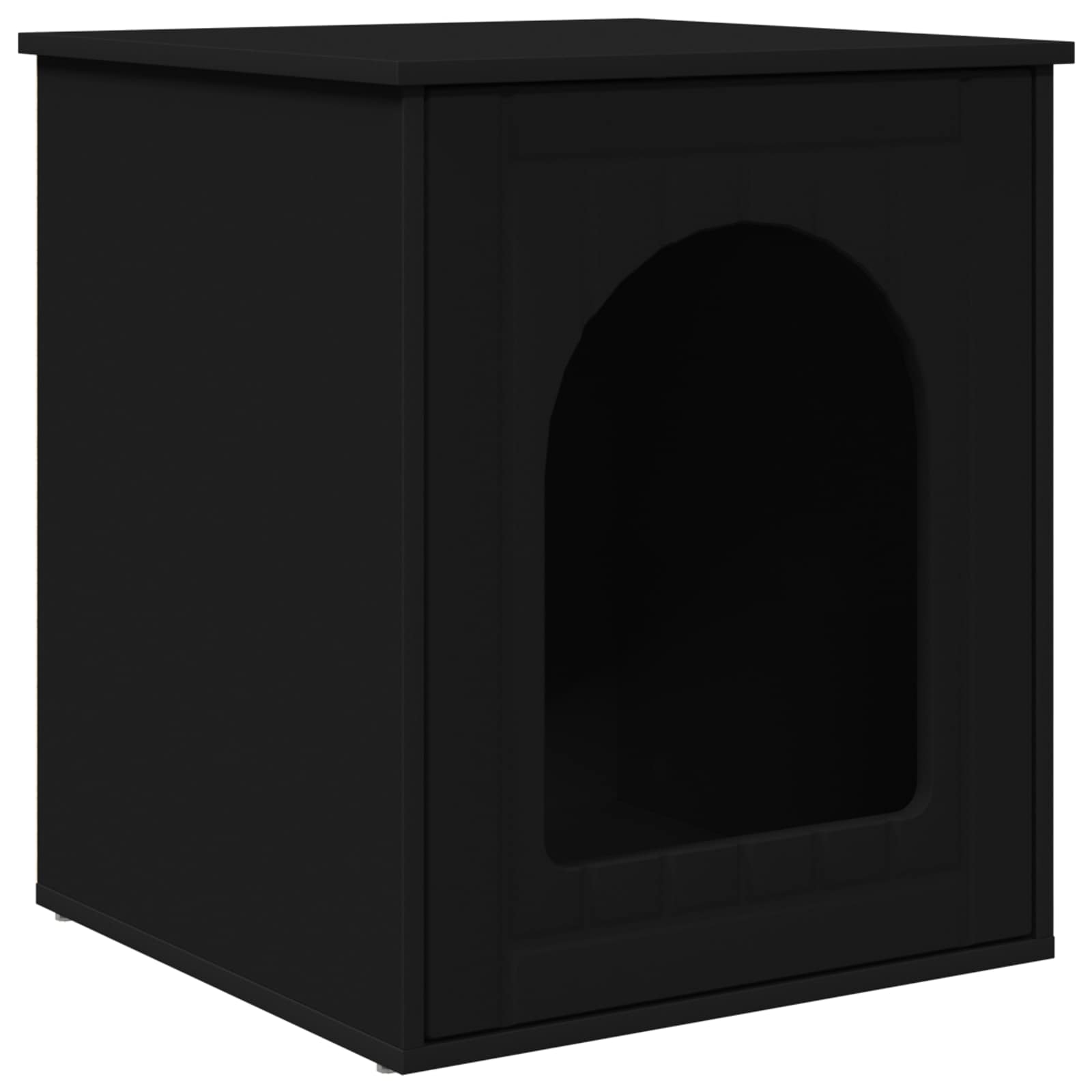 Kattenhuis Zwart 53 x 52 x 62 cm Bewerkt hout is nu te koop bij PeponiXL, paradijselijk wonen!