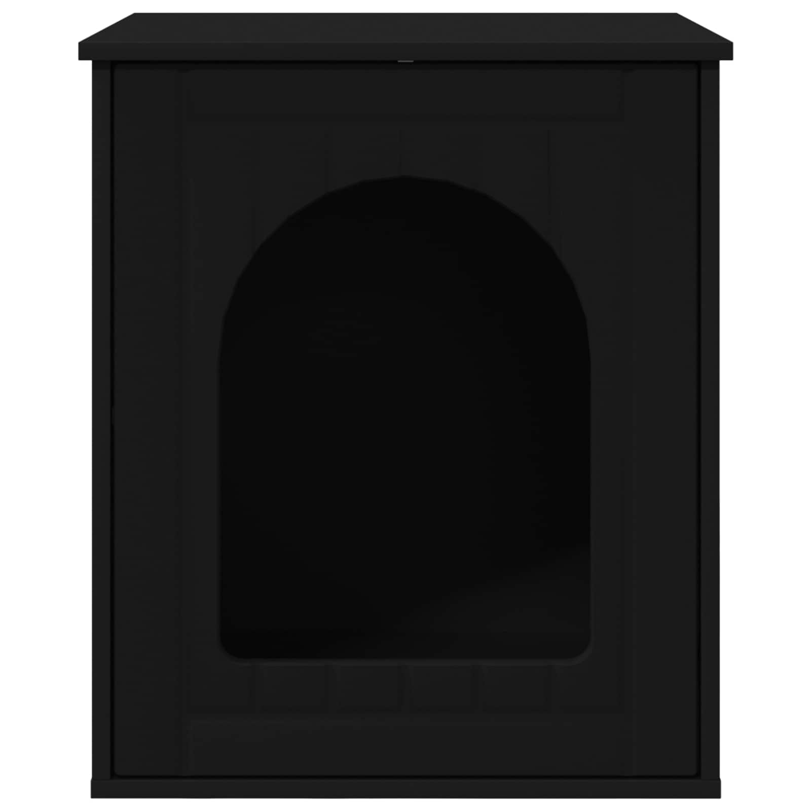 Kattenhuis Zwart 53 x 52 x 62 cm Bewerkt hout is nu te koop bij PeponiXL, paradijselijk wonen!