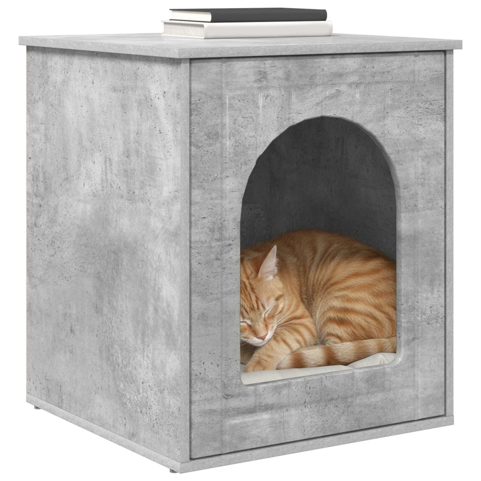 Kattenhuis Beton 53 x 52 x 62 cm Bewerkt hout is nu te koop bij PeponiXL, paradijselijk wonen!