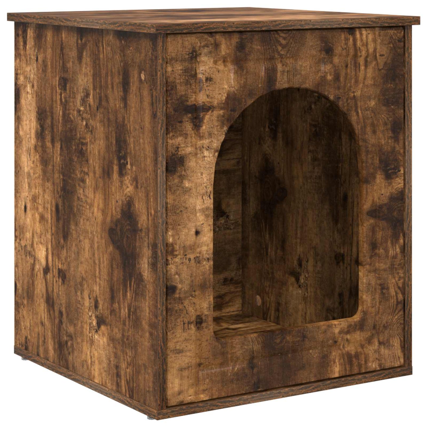 Kattenhuis Gerookt eiken 53 x 52 x 62 cm Bewerkt hout is nu te koop bij PeponiXL, paradijselijk wonen!