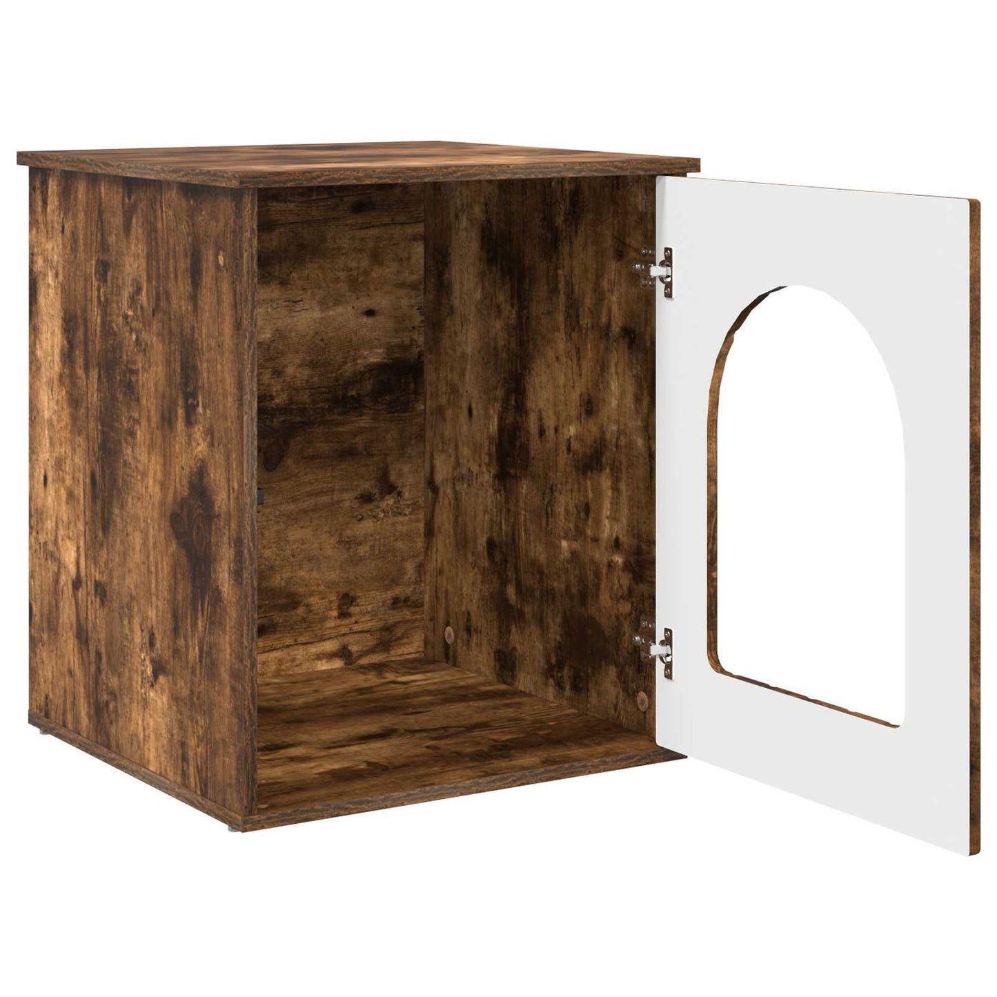 Kattenhuis Gerookt eiken 53 x 52 x 62 cm Bewerkt hout is nu te koop bij PeponiXL, paradijselijk wonen!