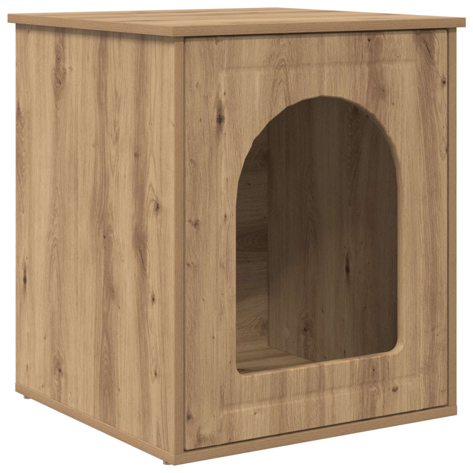 Kattenhuis Ambachtelijk eiken 53 x 52 x 62 cm Bewerkt hout is nu te koop bij PeponiXL, paradijselijk wonen!