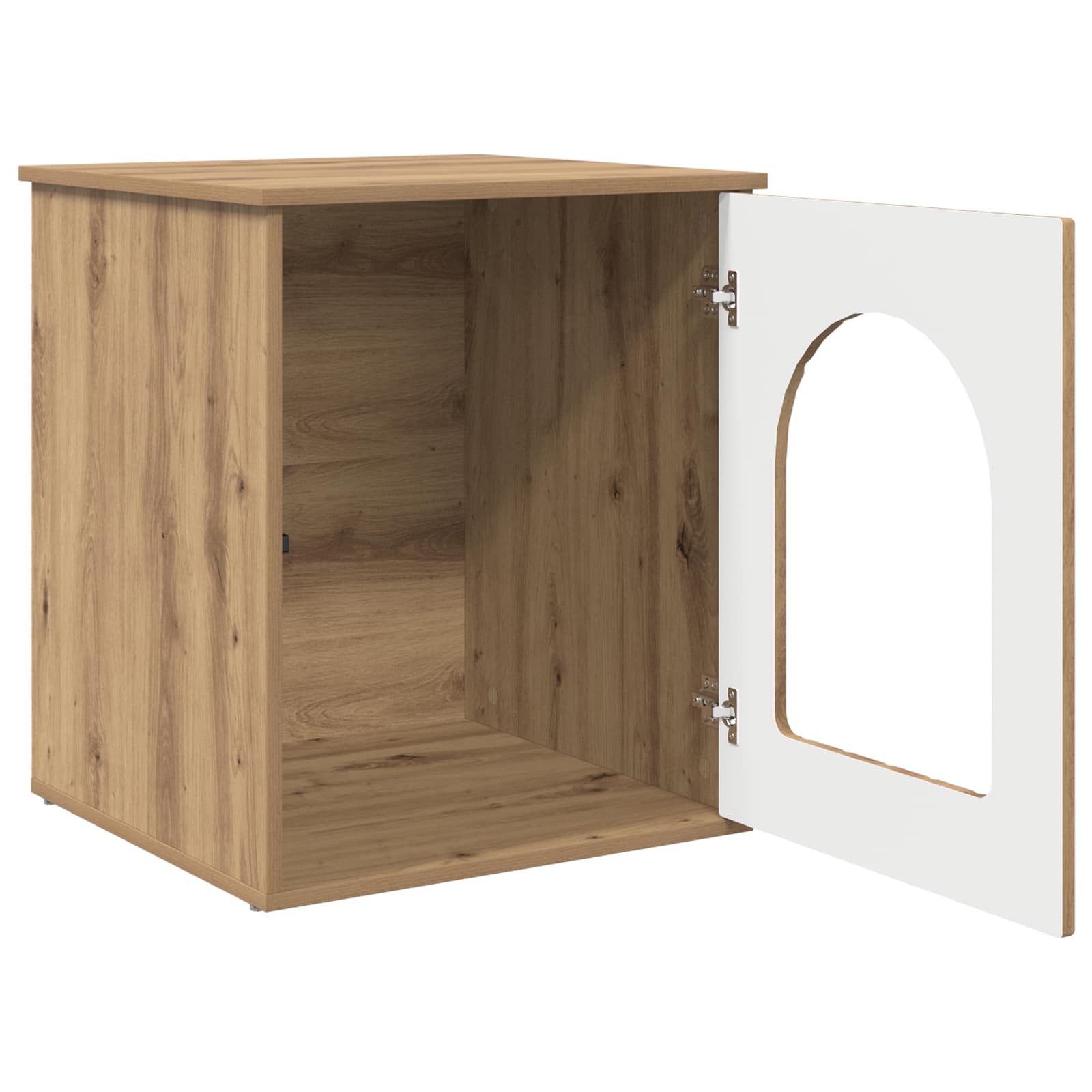 Kattenhuis Ambachtelijk eiken 53 x 52 x 62 cm Bewerkt hout is nu te koop bij PeponiXL, paradijselijk wonen!