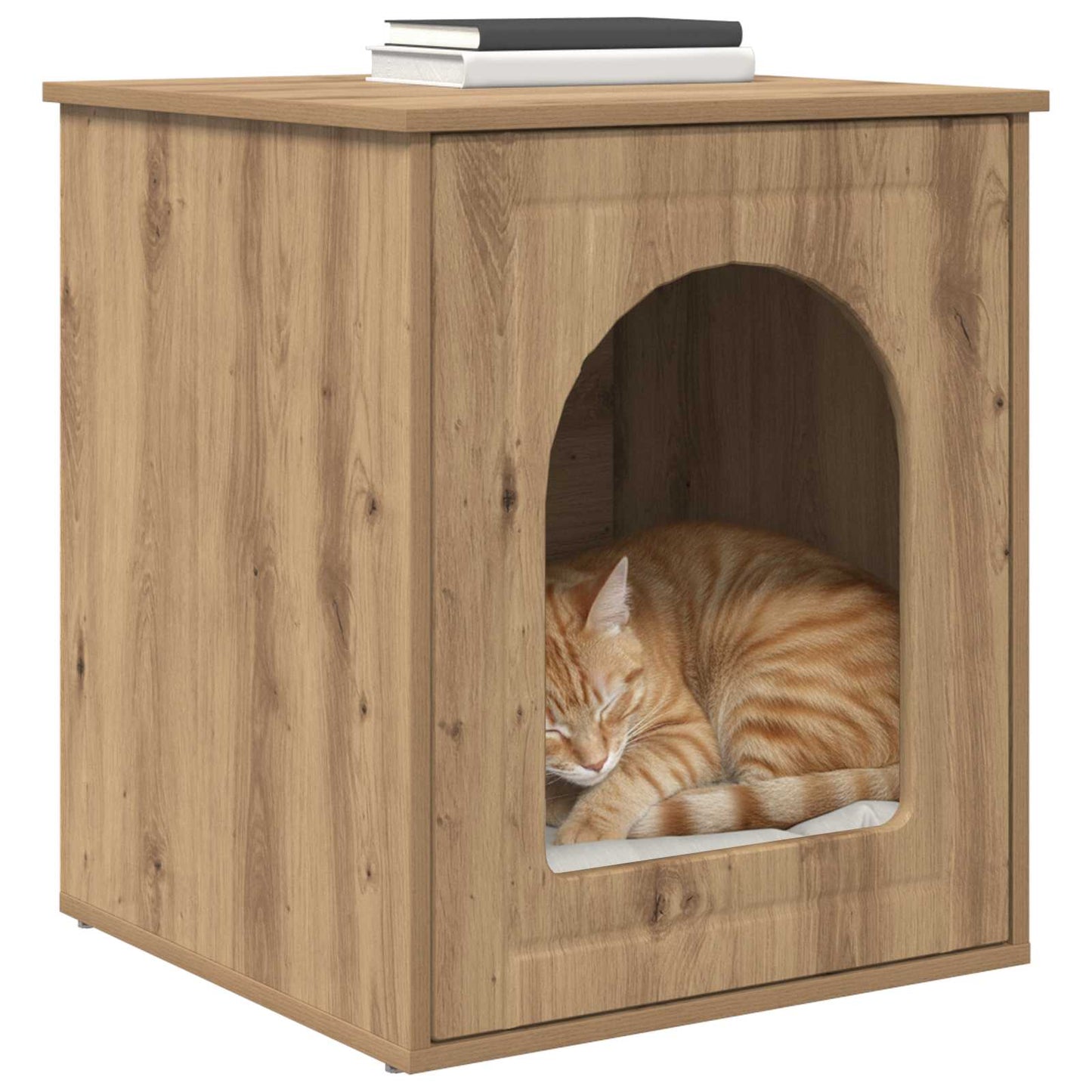 Kattenhuis Ambachtelijk eiken 53 x 52 x 62 cm Bewerkt hout is nu te koop bij PeponiXL, paradijselijk wonen!