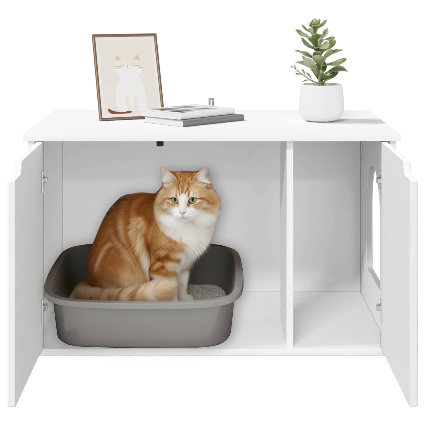 Kattenhuis Wit 85 x 55 x 50,5 cm Bewerkt hout is nu te koop bij PeponiXL, paradijselijk wonen!