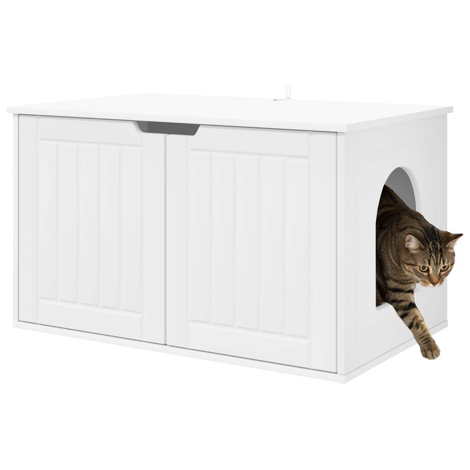 Kattenhuis Wit 85 x 55 x 50,5 cm Bewerkt hout is nu te koop bij PeponiXL, paradijselijk wonen!
