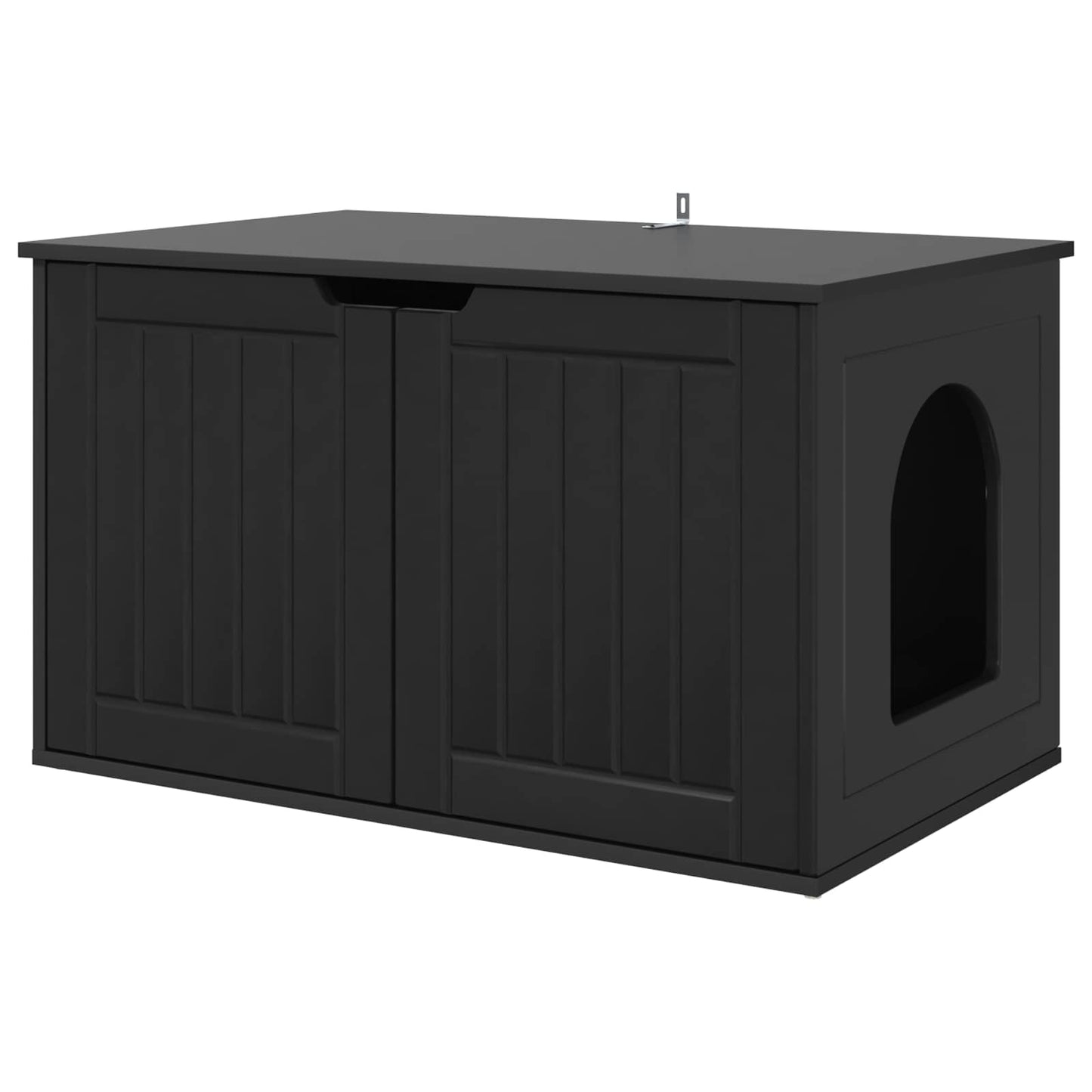 Kattenhuis Zwart 85 x 55 x 50,5 cm Bewerkt hout is nu te koop bij PeponiXL, paradijselijk wonen!