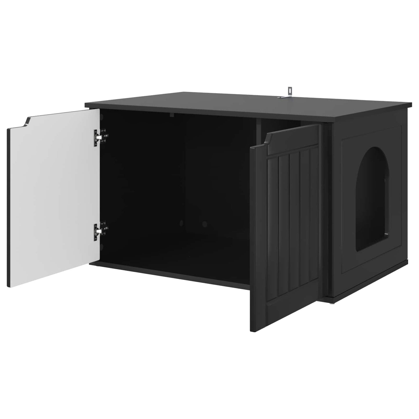 Kattenhuis Zwart 85 x 55 x 50,5 cm Bewerkt hout is nu te koop bij PeponiXL, paradijselijk wonen!