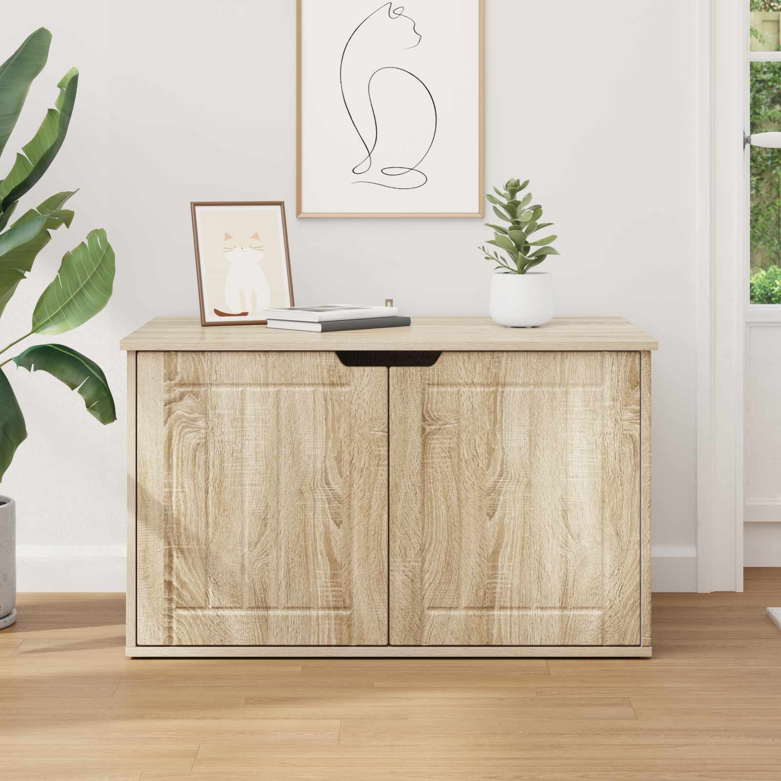 Kattenhuis Sonoma 85 x 55 x 50,5 cm Bewerkt hout is nu te koop bij PeponiXL, paradijselijk wonen!