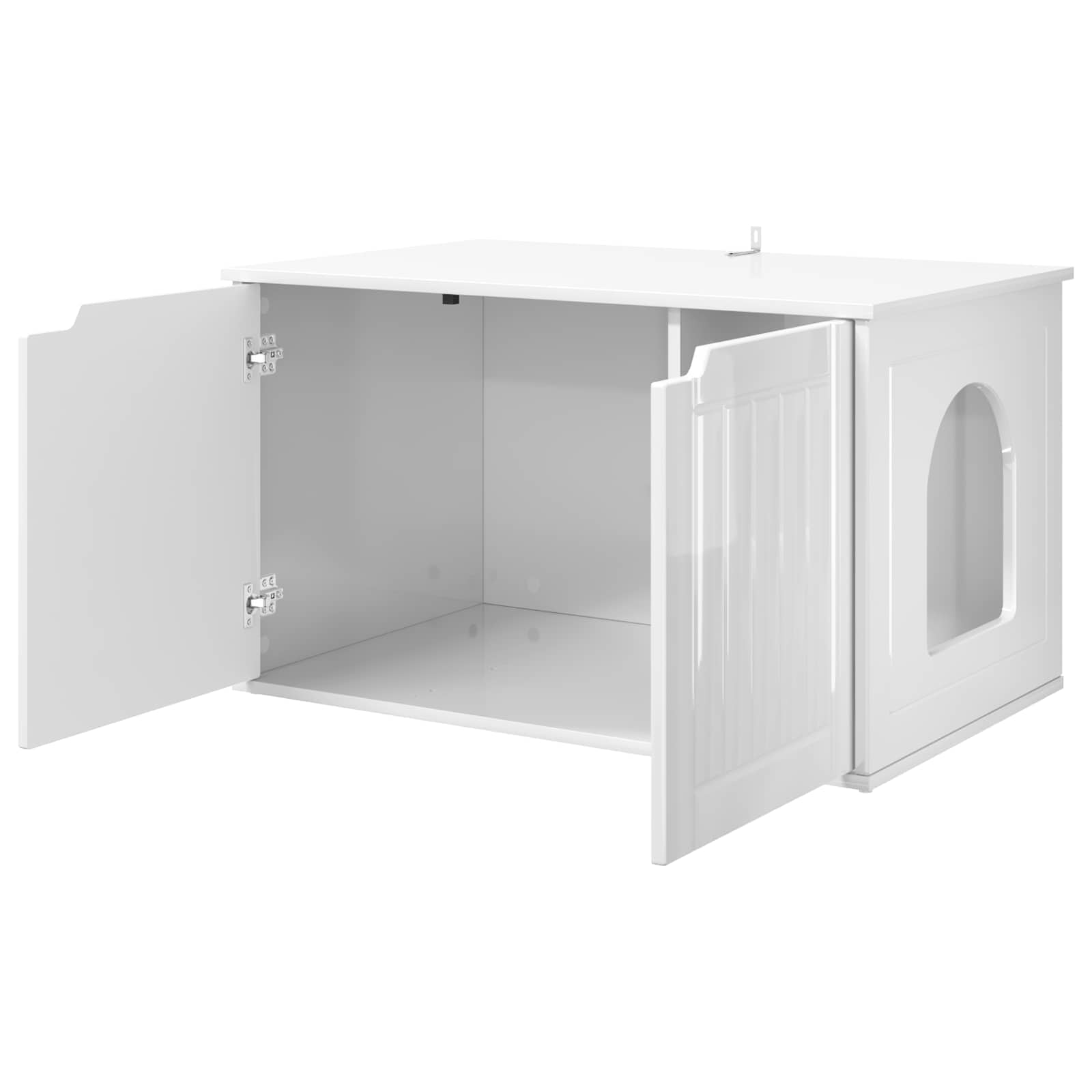 Kattenhuis Glanzend Wit 85 x 55 x 50,5 cm Bewerkt hout is nu te koop bij PeponiXL, paradijselijk wonen!