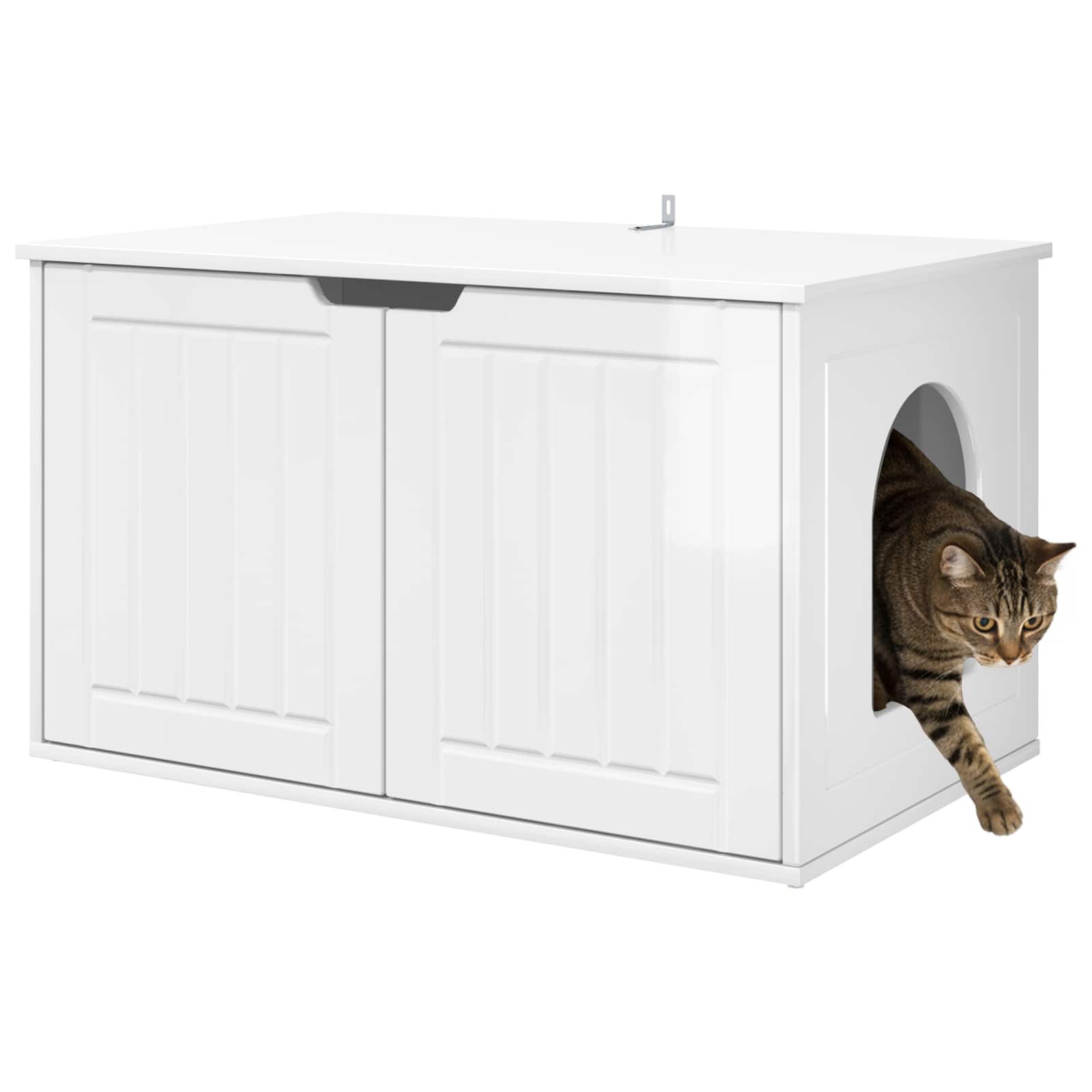 Kattenhuis Glanzend Wit 85 x 55 x 50,5 cm Bewerkt hout is nu te koop bij PeponiXL, paradijselijk wonen!