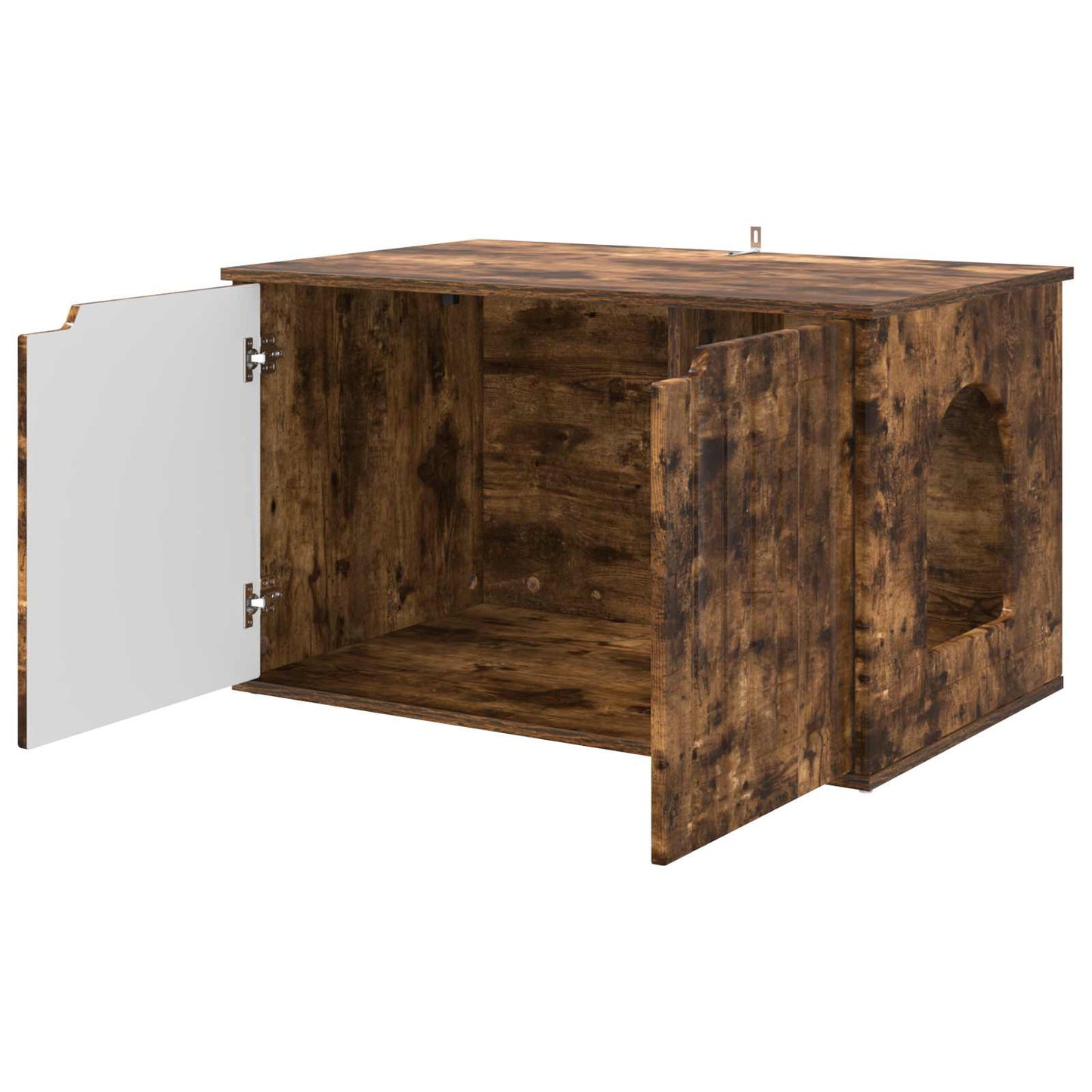 Kattenhuis Gerookt eiken 85 x 55 x 50,5 cm Bewerkt hout is nu te koop bij PeponiXL, paradijselijk wonen!