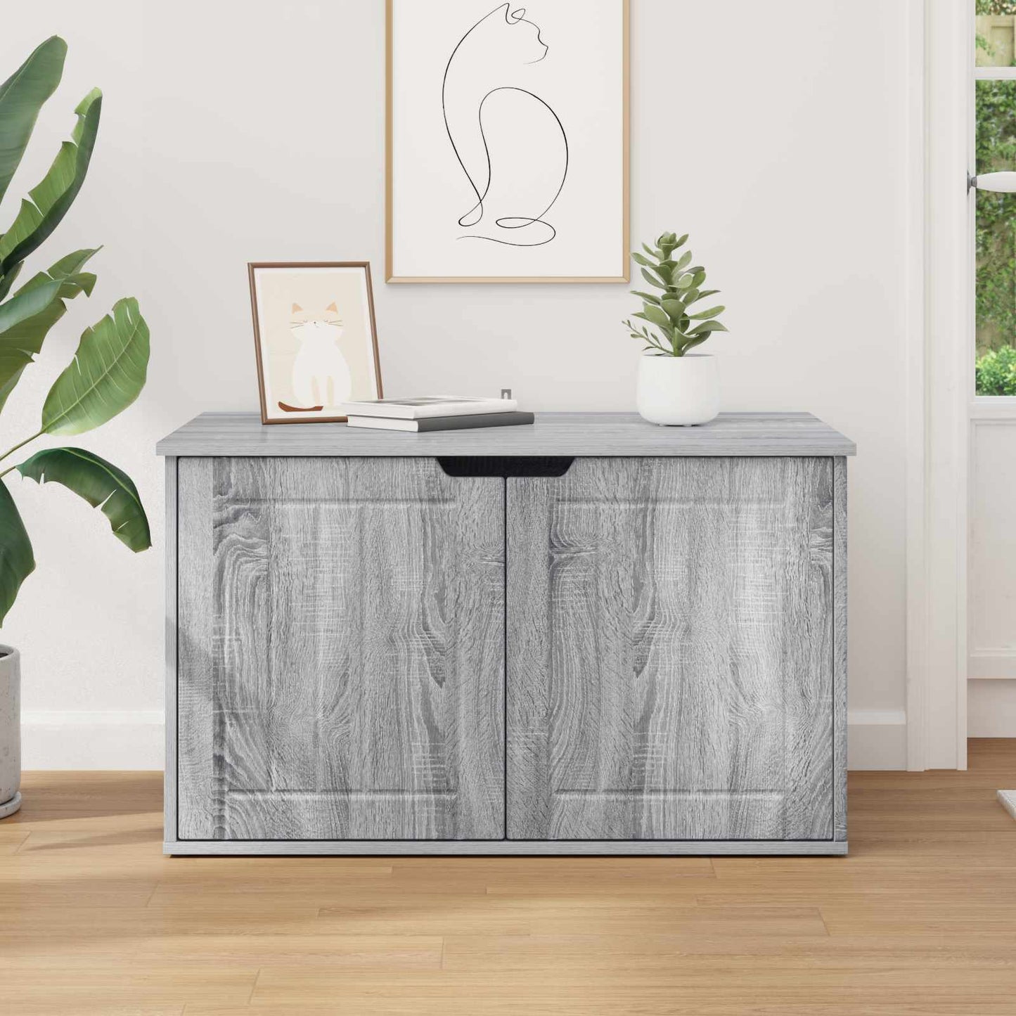 Kattenhuis Grijs Sonoma 85 x 55 x 50,5 cm Bewerkt hout is nu te koop bij PeponiXL, paradijselijk wonen!