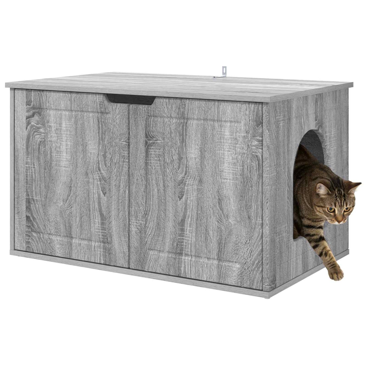 Kattenhuis Grijs Sonoma 85 x 55 x 50,5 cm Bewerkt hout is nu te koop bij PeponiXL, paradijselijk wonen!