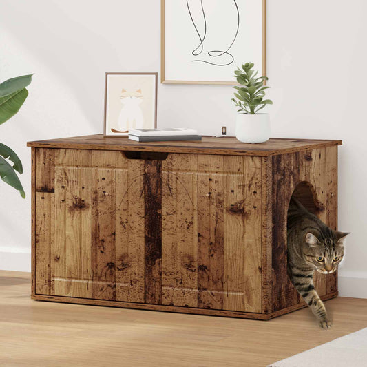 Kattenhuis Oudhout 85 x 55 x 50,5 cm Bewerkt hout is nu te koop bij PeponiXL, paradijselijk wonen!