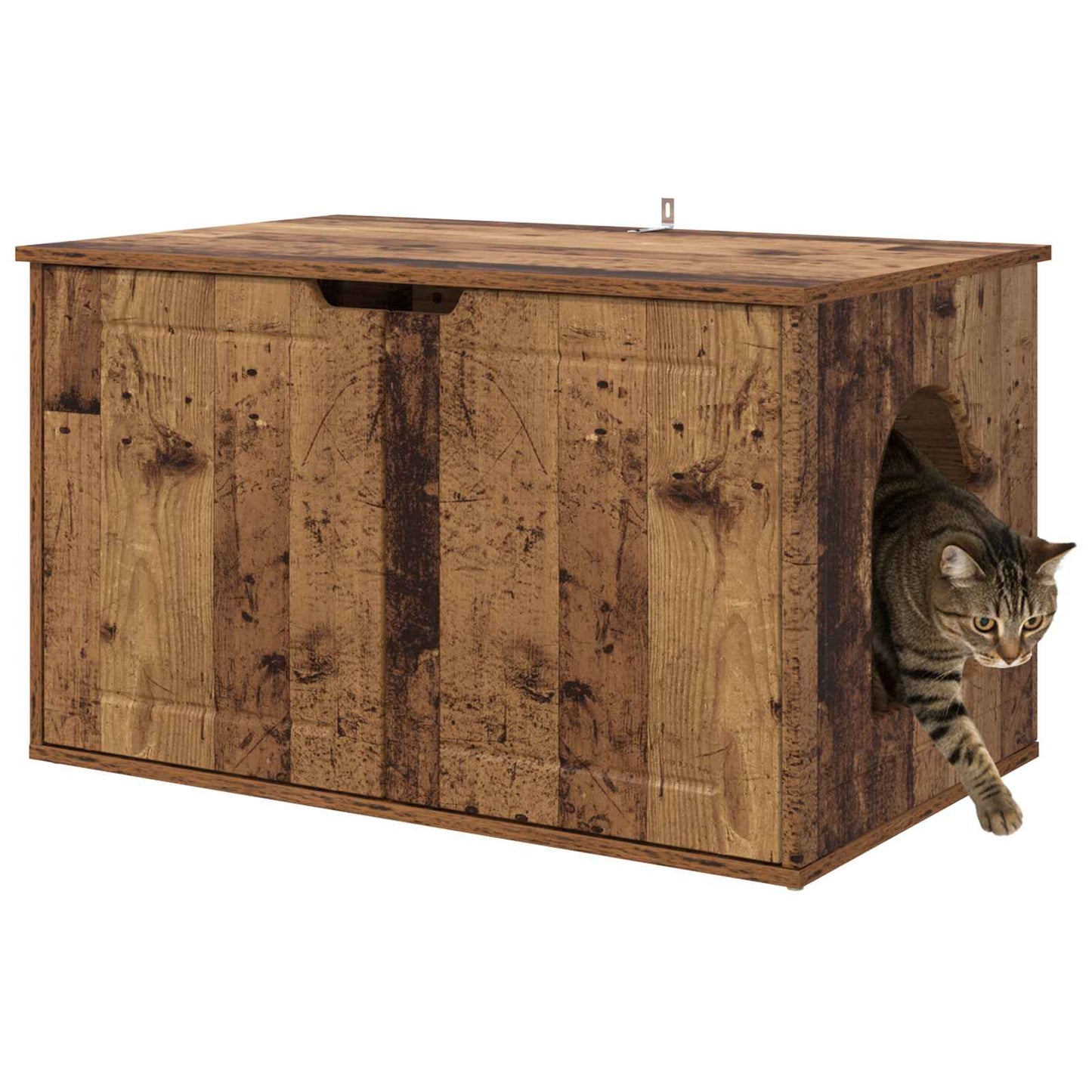 Kattenhuis Oudhout 85 x 55 x 50,5 cm Bewerkt hout is nu te koop bij PeponiXL, paradijselijk wonen!
