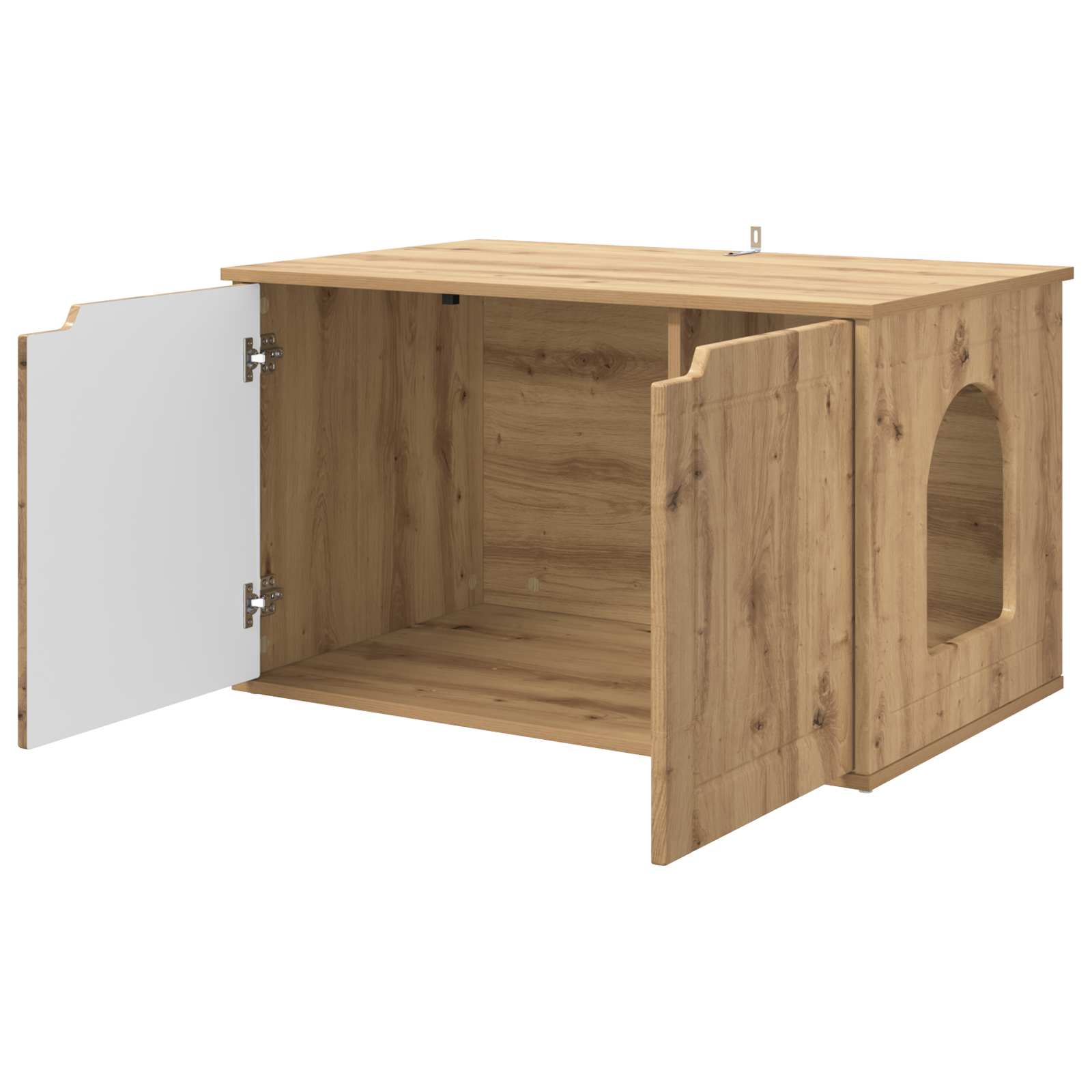 Kattenhuis Ambachtelijk eiken 85 x 55 x 50,5 cm Bewerkt hout is nu te koop bij PeponiXL, paradijselijk wonen!