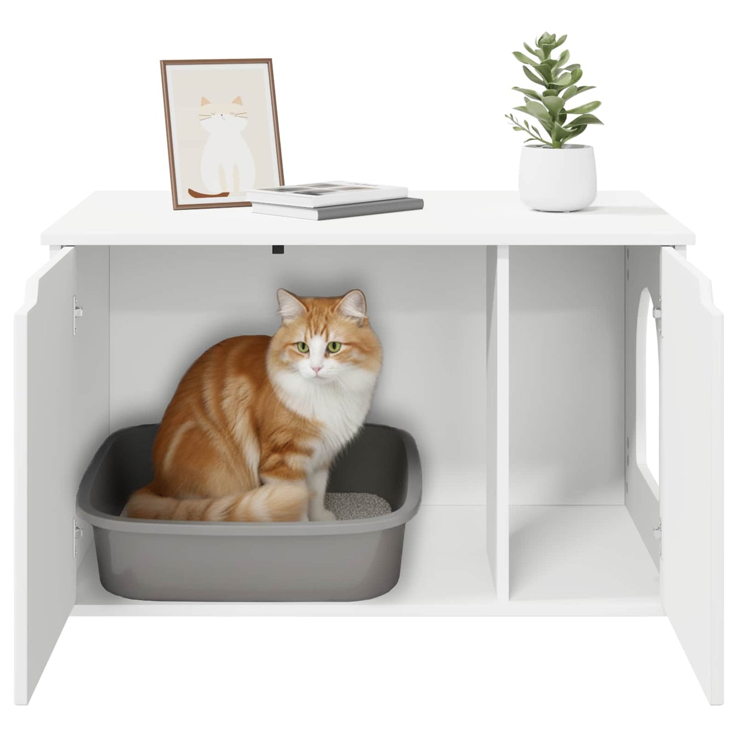 Kattenhuis Wit 85 x 55 x 50,5 cm Bewerkt hout is nu te koop bij PeponiXL, paradijselijk wonen!