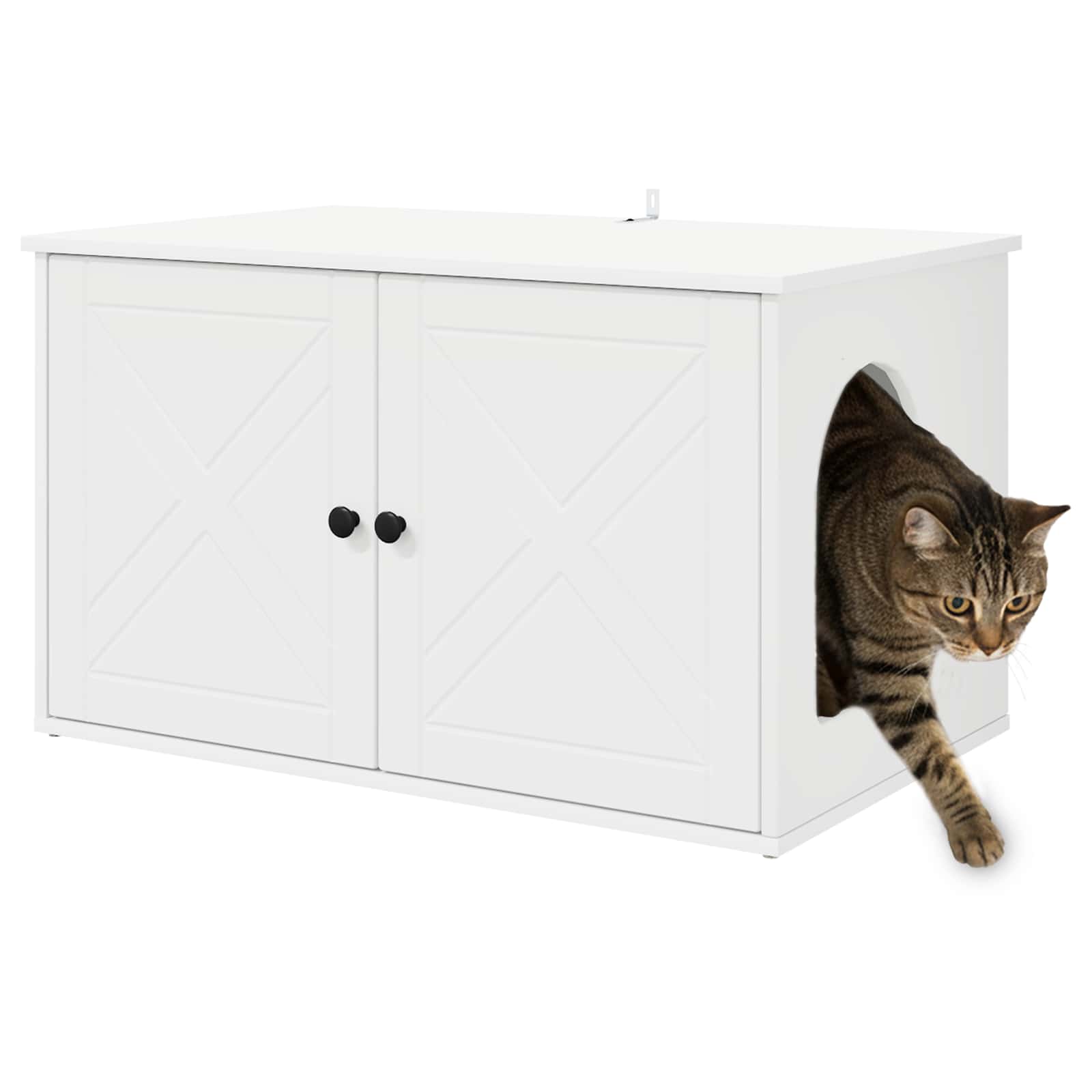 Kattenhuis Wit 85 x 55 x 50,5 cm Bewerkt hout is nu te koop bij PeponiXL, paradijselijk wonen!