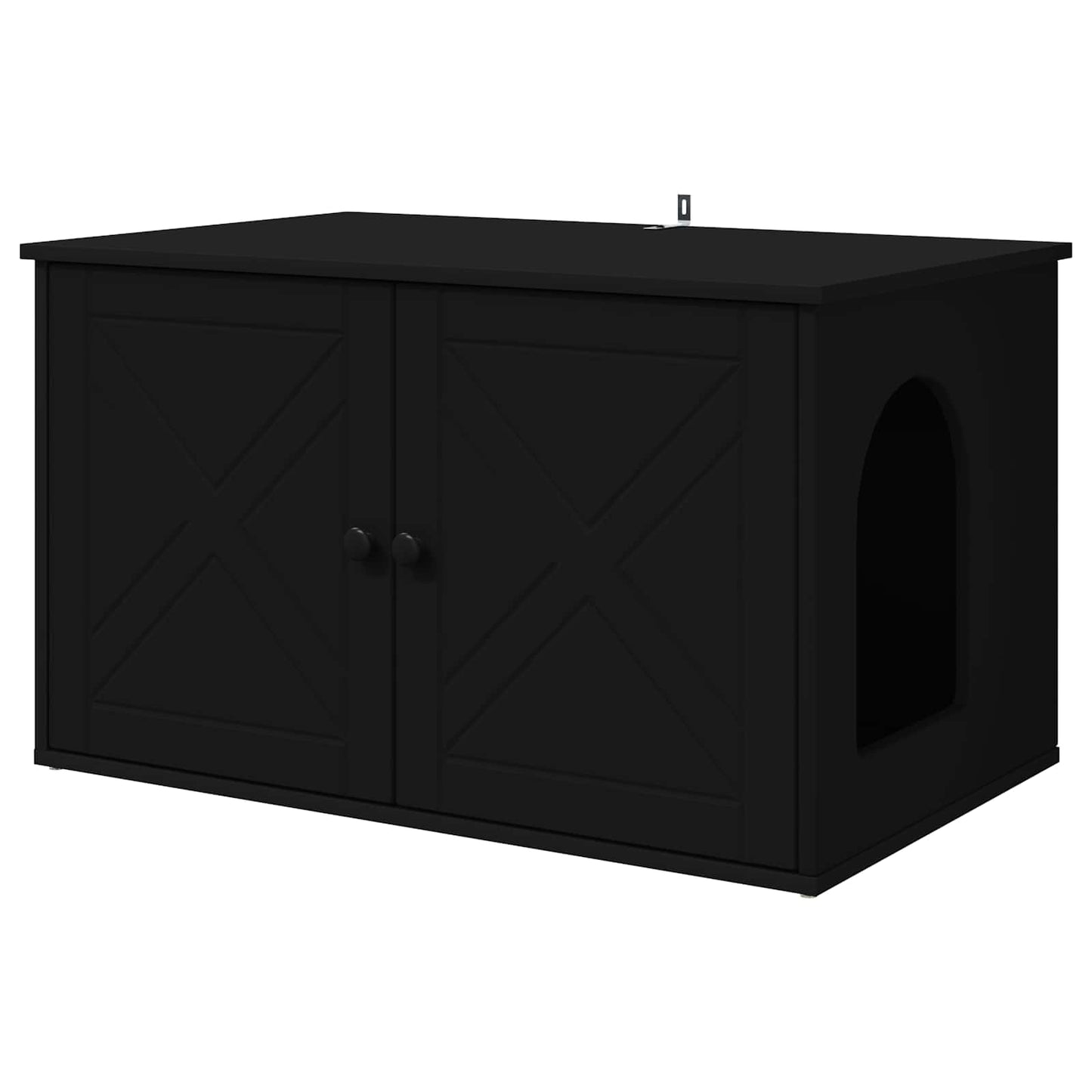 Kattenhuis Zwart 85 x 55 x 50,5 cm Bewerkt hout is nu te koop bij PeponiXL, paradijselijk wonen!
