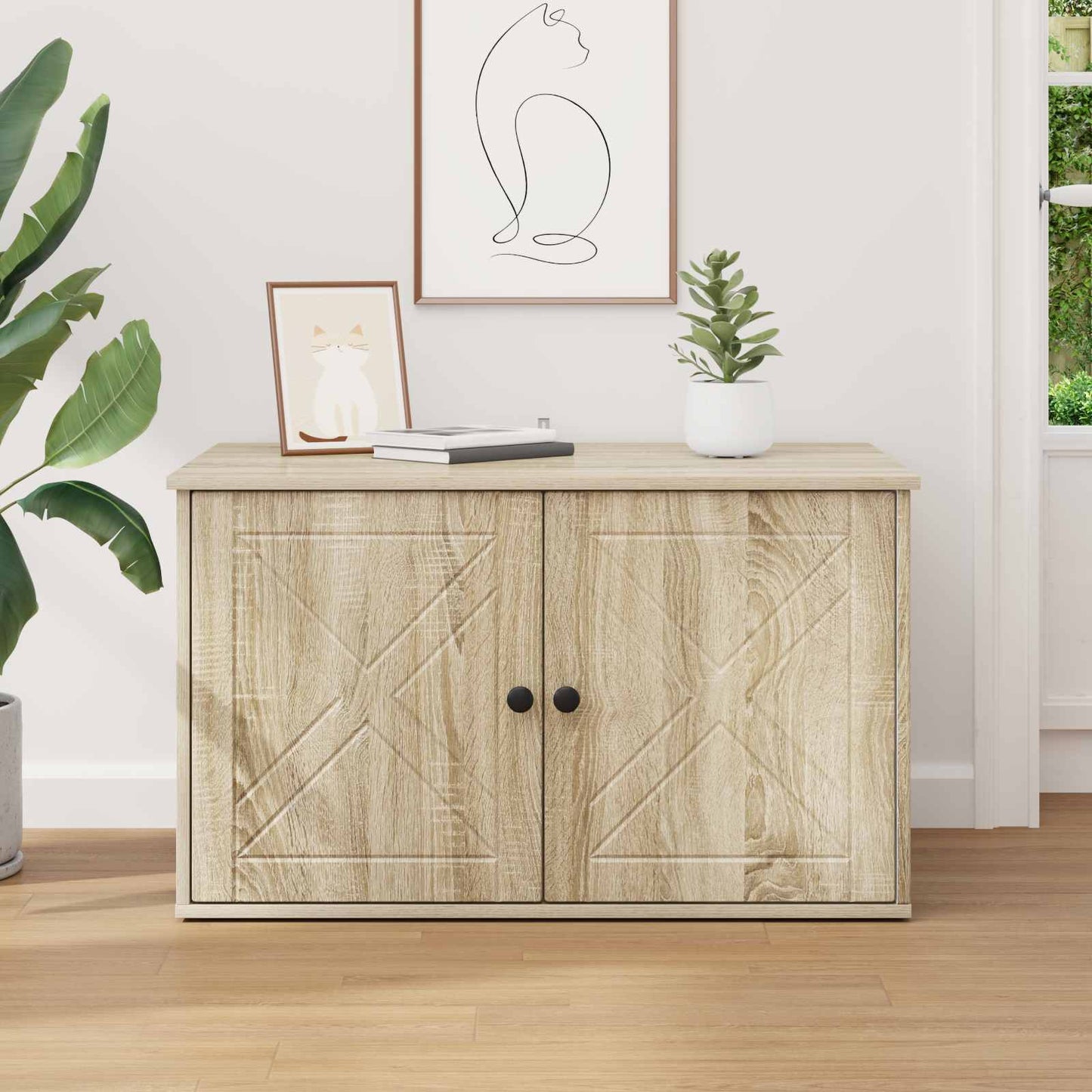Kattenhuis Sonoma 85 x 55 x 50,5 cm Bewerkt hout is nu te koop bij PeponiXL, paradijselijk wonen!