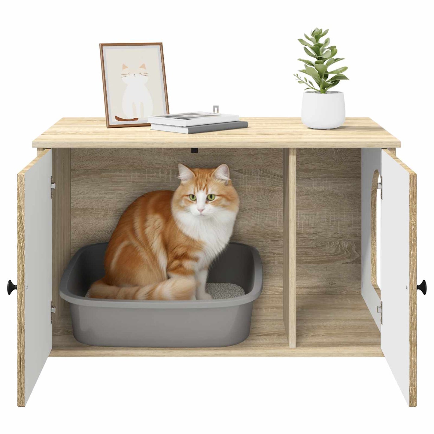 Kattenhuis Sonoma 85 x 55 x 50,5 cm Bewerkt hout is nu te koop bij PeponiXL, paradijselijk wonen!