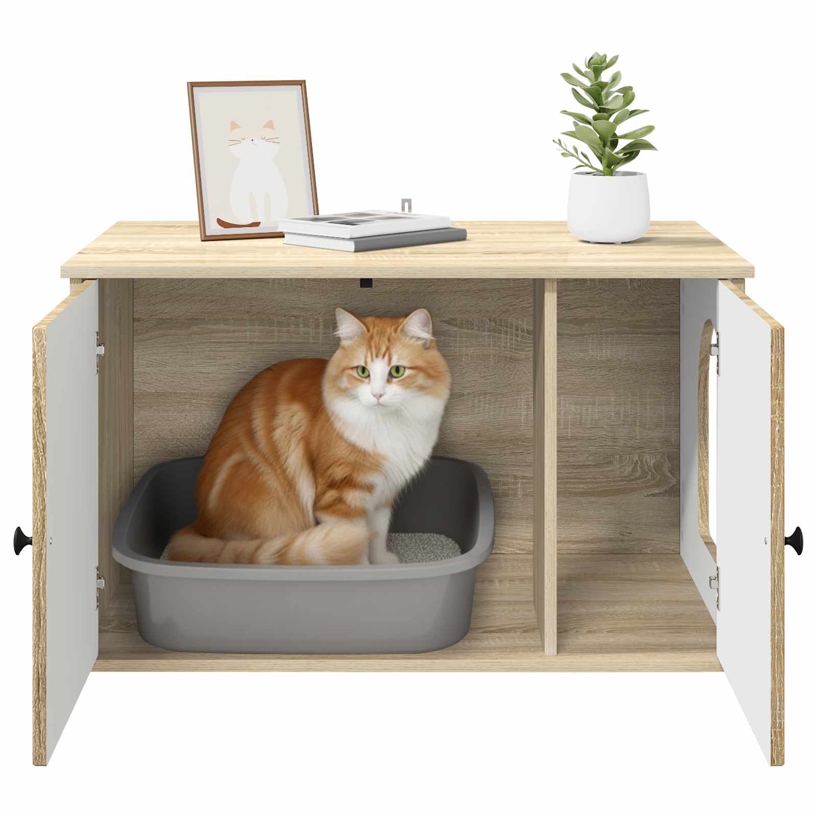 Kattenhuis Sonoma 85 x 55 x 50,5 cm Bewerkt hout is nu te koop bij PeponiXL, paradijselijk wonen!