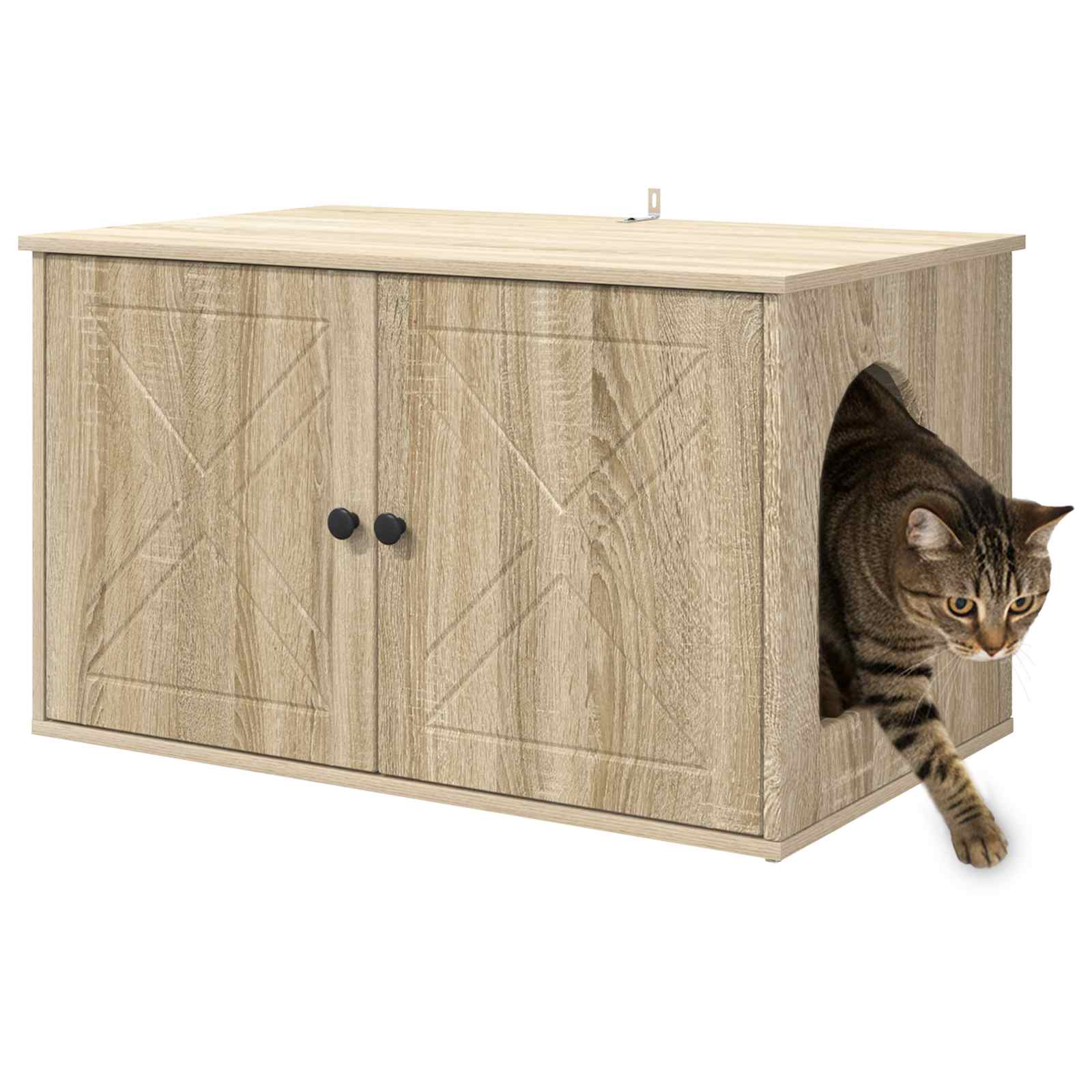 Kattenhuis Sonoma 85 x 55 x 50,5 cm Bewerkt hout is nu te koop bij PeponiXL, paradijselijk wonen!