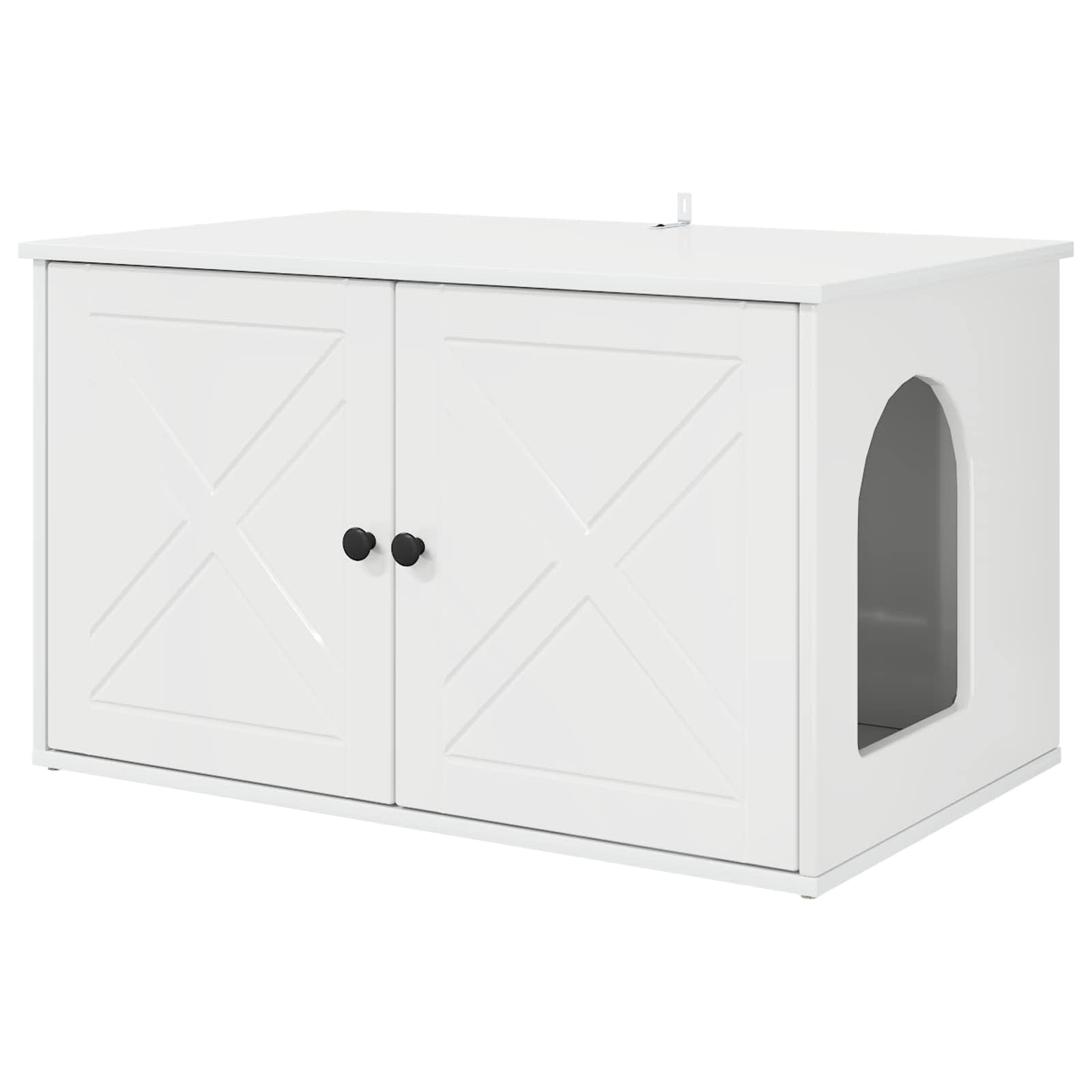 Kattenhuis Glanzend Wit 85 x 55 x 50 cm Bewerkt hout is nu te koop bij PeponiXL, paradijselijk wonen!