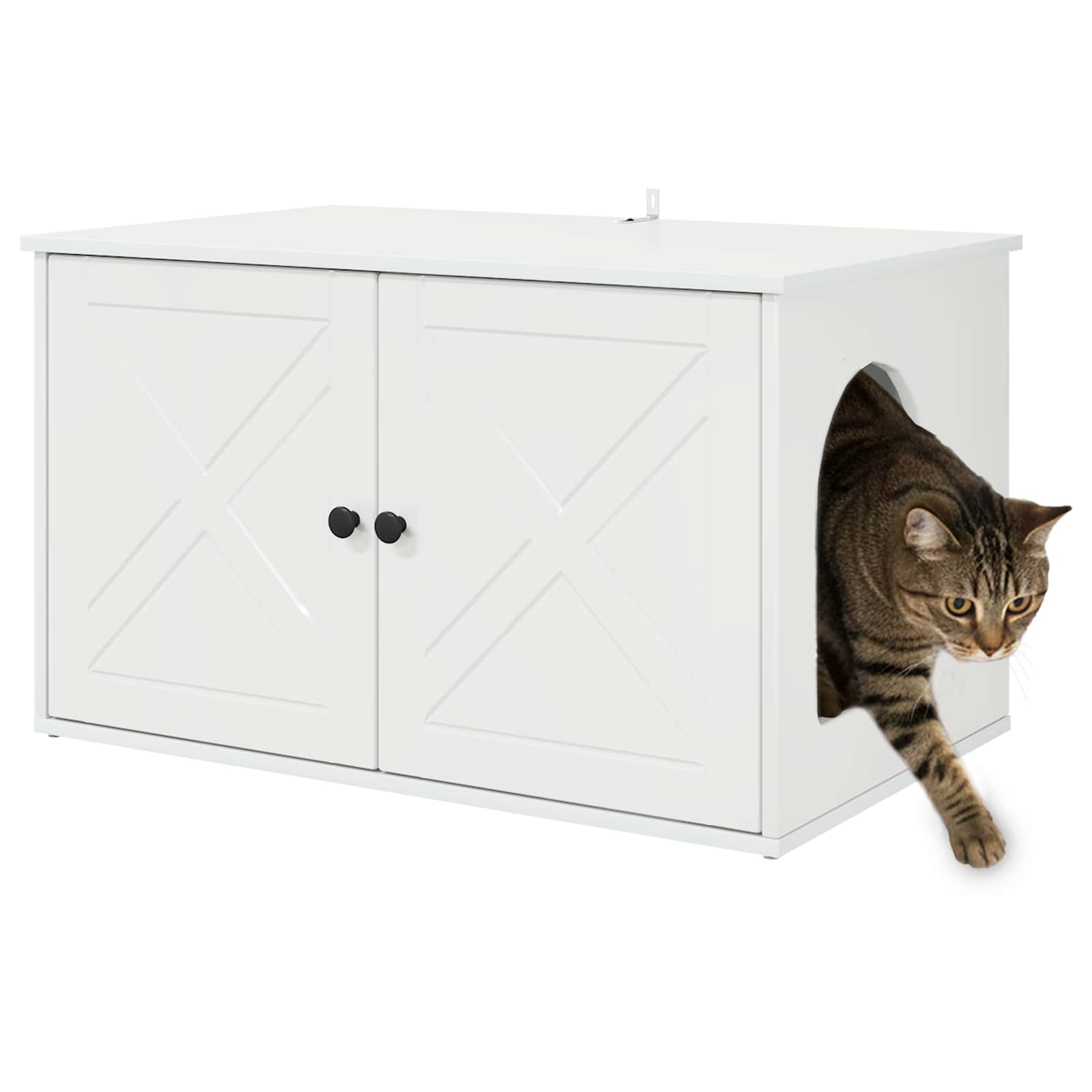Kattenhuis Glanzend Wit 85 x 55 x 50 cm Bewerkt hout is nu te koop bij PeponiXL, paradijselijk wonen!