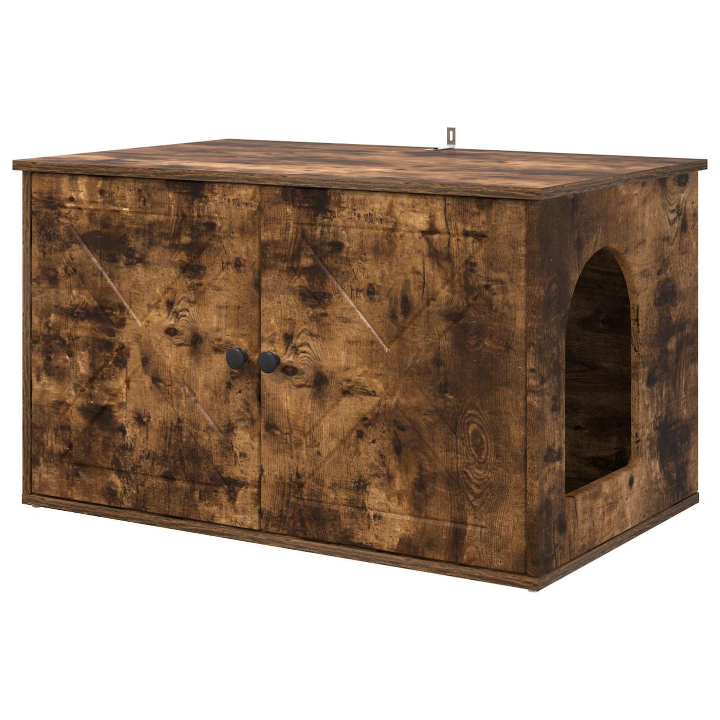 Kattenhuis Gerookt eiken 85 x 55 x 50 cm Bewerkt hout is nu te koop bij PeponiXL, paradijselijk wonen!