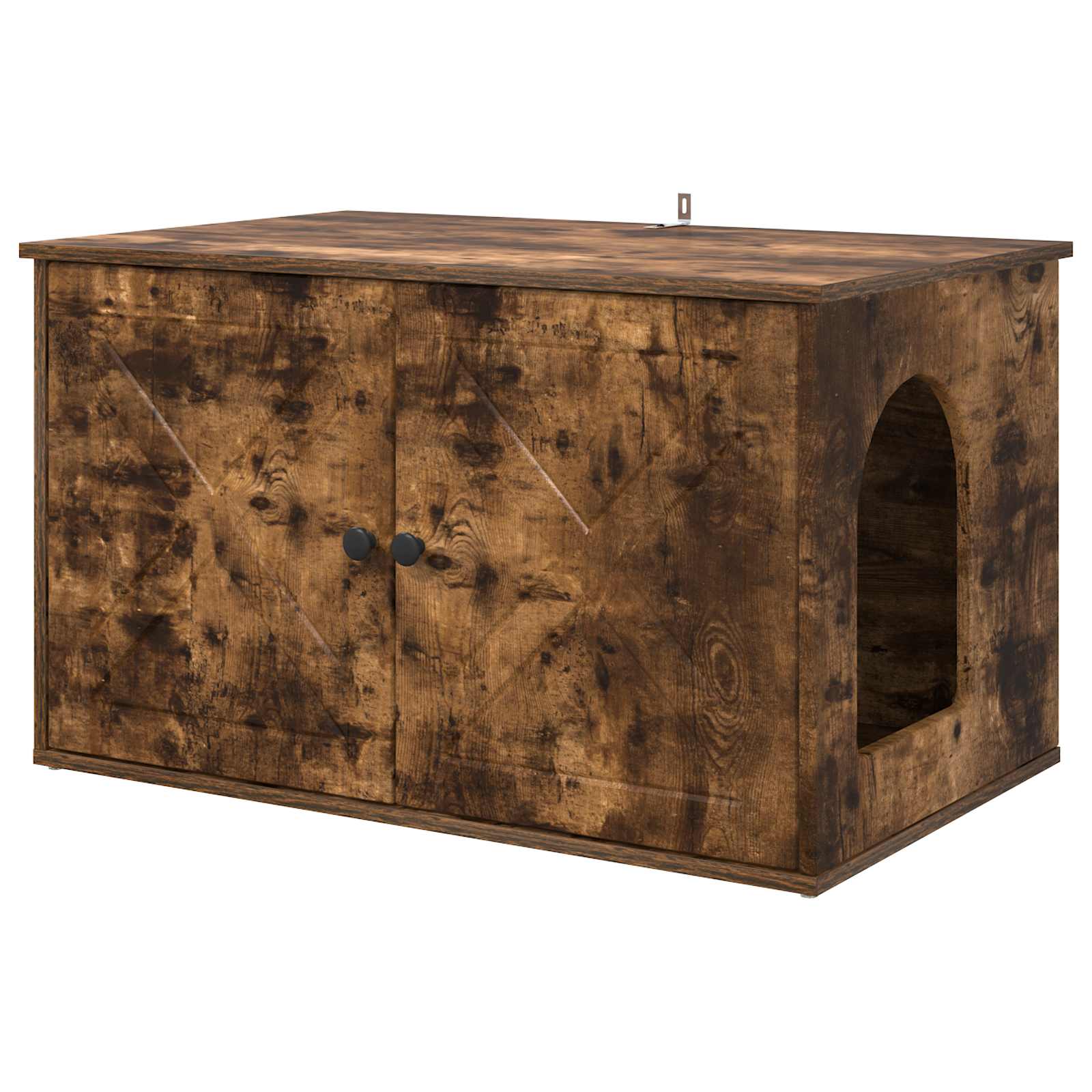 Kattenhuis Gerookt eiken 85 x 55 x 50 cm Bewerkt hout is nu te koop bij PeponiXL, paradijselijk wonen!