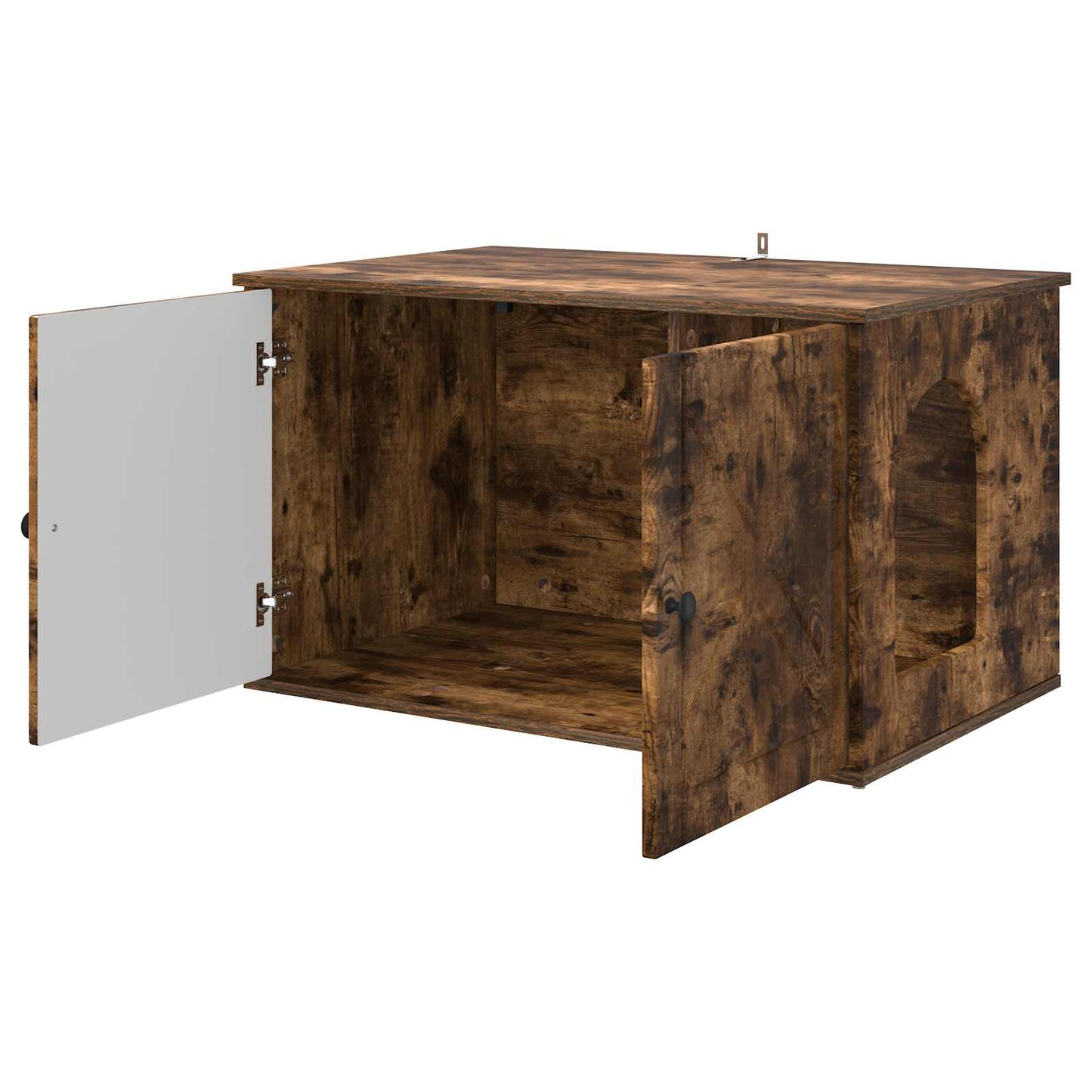 Kattenhuis Gerookt eiken 85 x 55 x 50 cm Bewerkt hout is nu te koop bij PeponiXL, paradijselijk wonen!