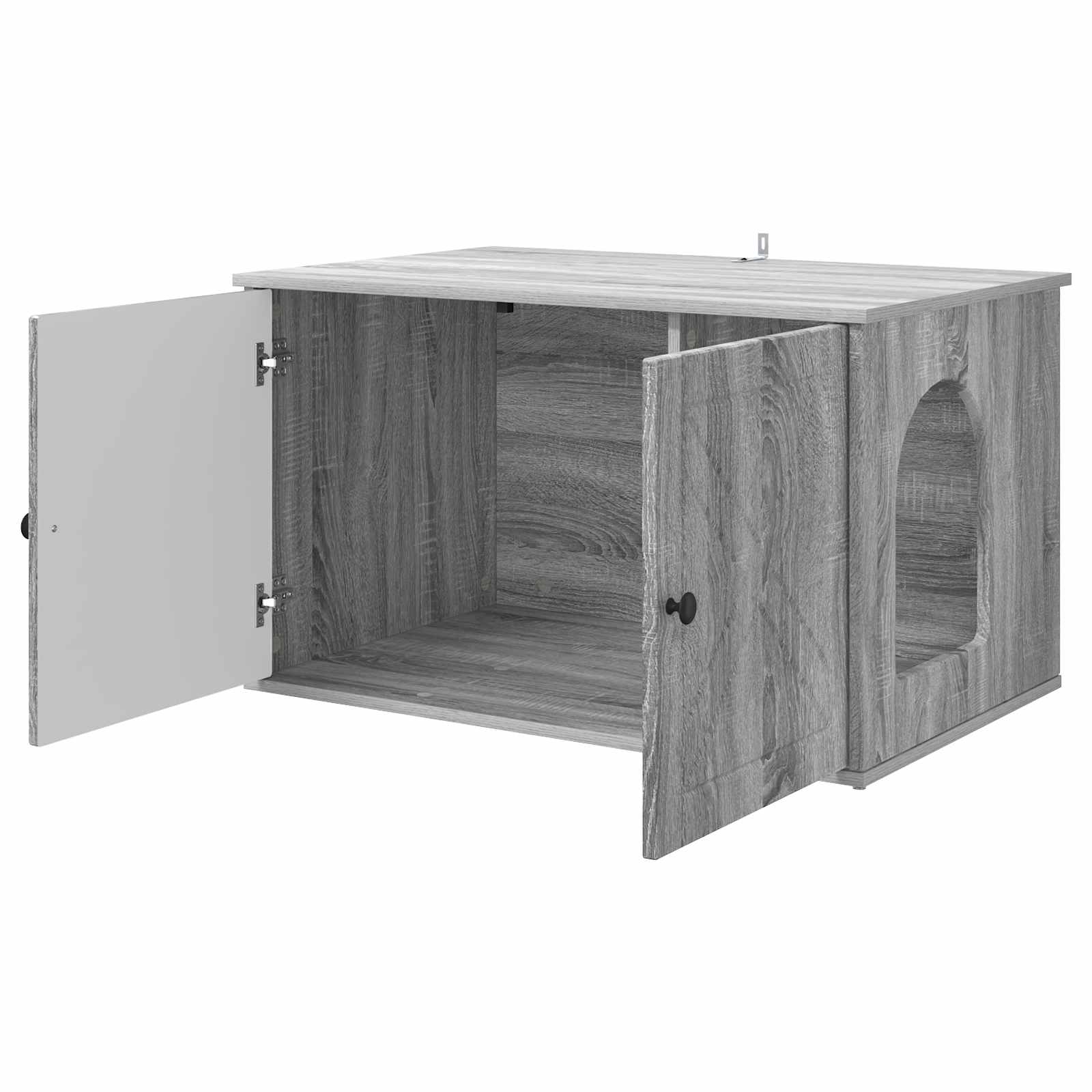 Kattenhuis Grijs Sonoma 85 x 55 x 50 cm Bewerkt hout is nu te koop bij PeponiXL, paradijselijk wonen!