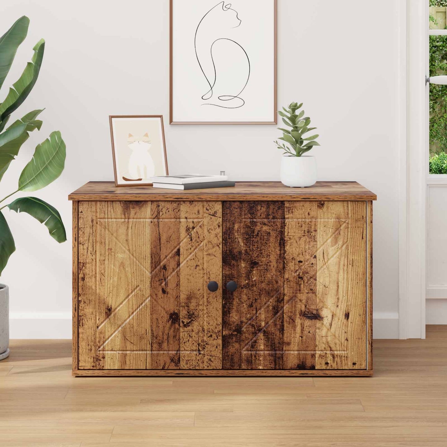 Kattenhuis Oudhout 85 x 55 x 50 cm Bewerkt hout is nu te koop bij PeponiXL, paradijselijk wonen!