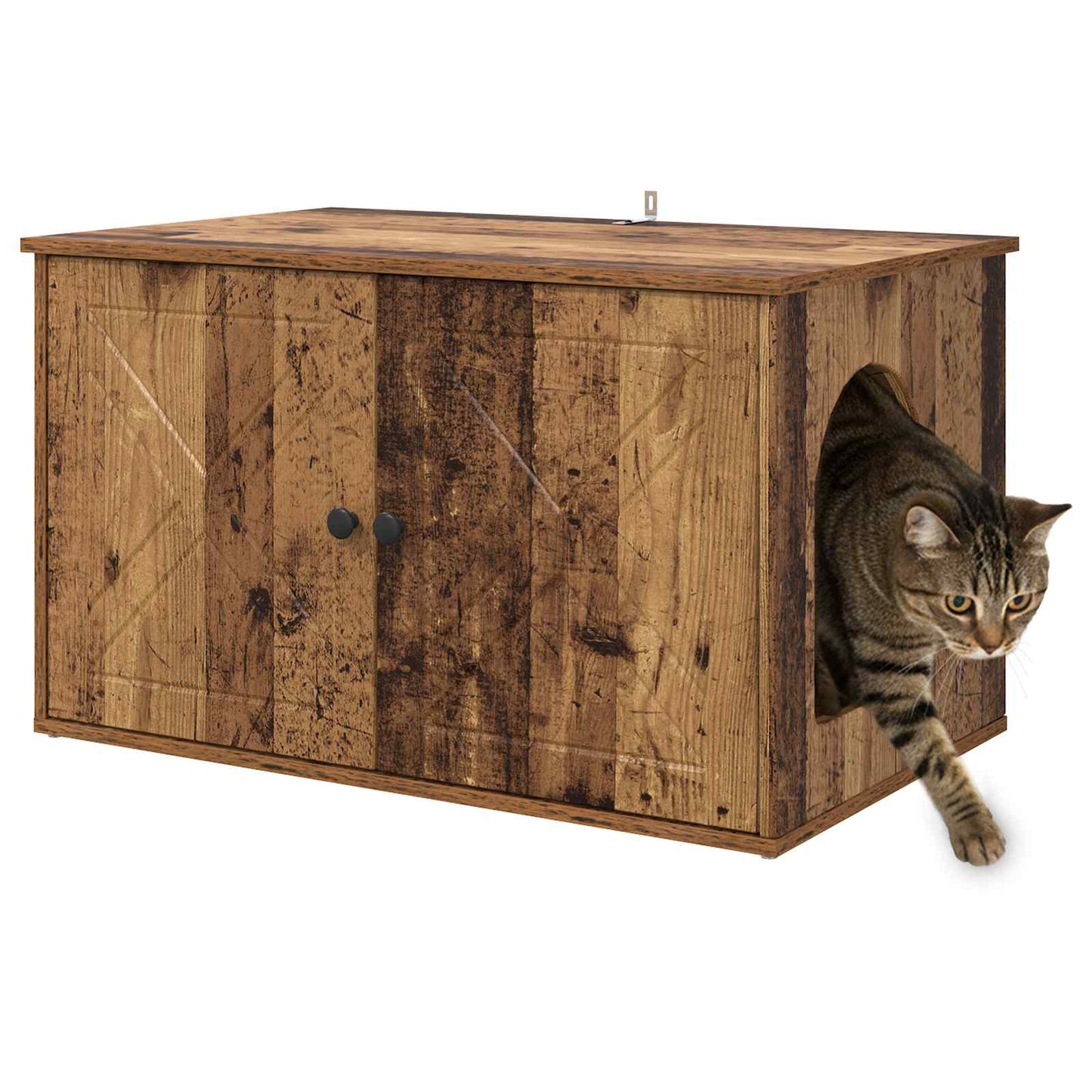 Kattenhuis Oudhout 85 x 55 x 50 cm Bewerkt hout is nu te koop bij PeponiXL, paradijselijk wonen!