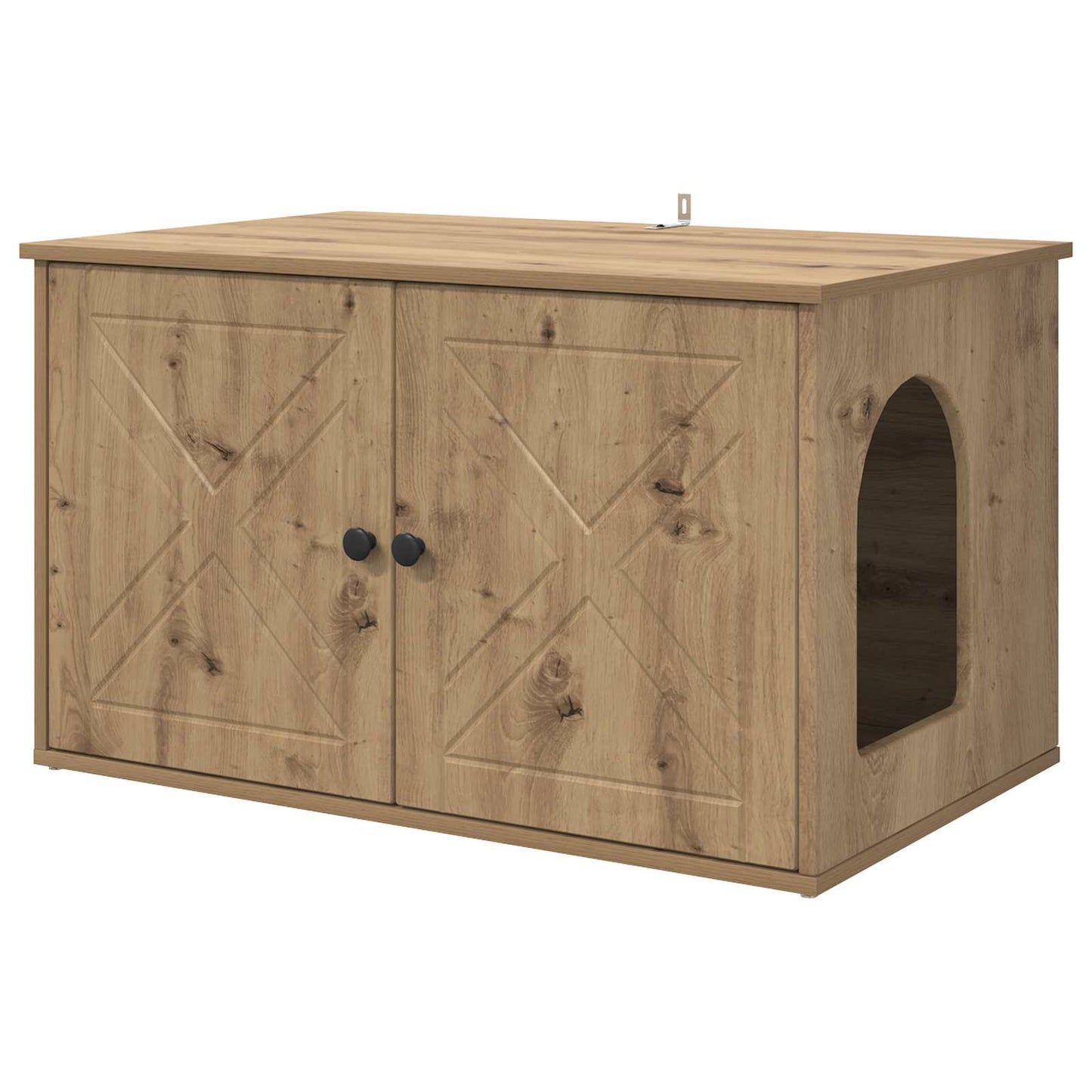 Kattenhuis Ambachtelijk eiken 85 x 55 x 50 cm Bewerkt hout is nu te koop bij PeponiXL, paradijselijk wonen!