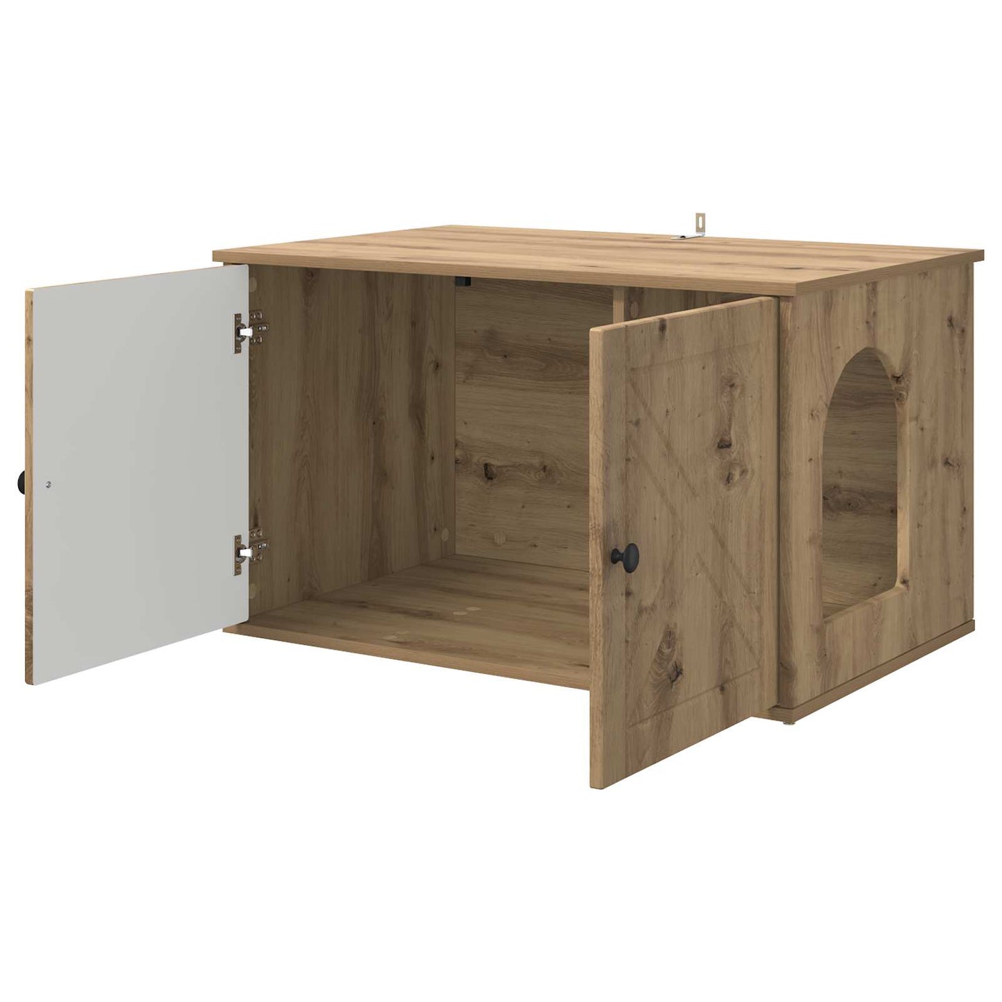 Kattenhuis Ambachtelijk eiken 85 x 55 x 50 cm Bewerkt hout is nu te koop bij PeponiXL, paradijselijk wonen!