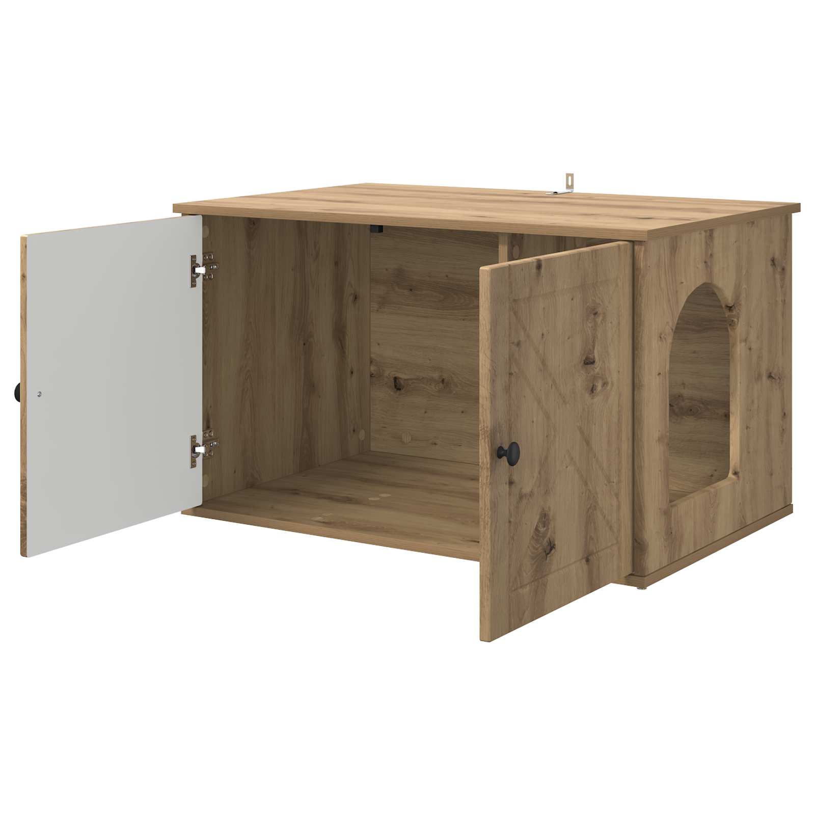 Kattenhuis Ambachtelijk eiken 85 x 55 x 50 cm Bewerkt hout is nu te koop bij PeponiXL, paradijselijk wonen!