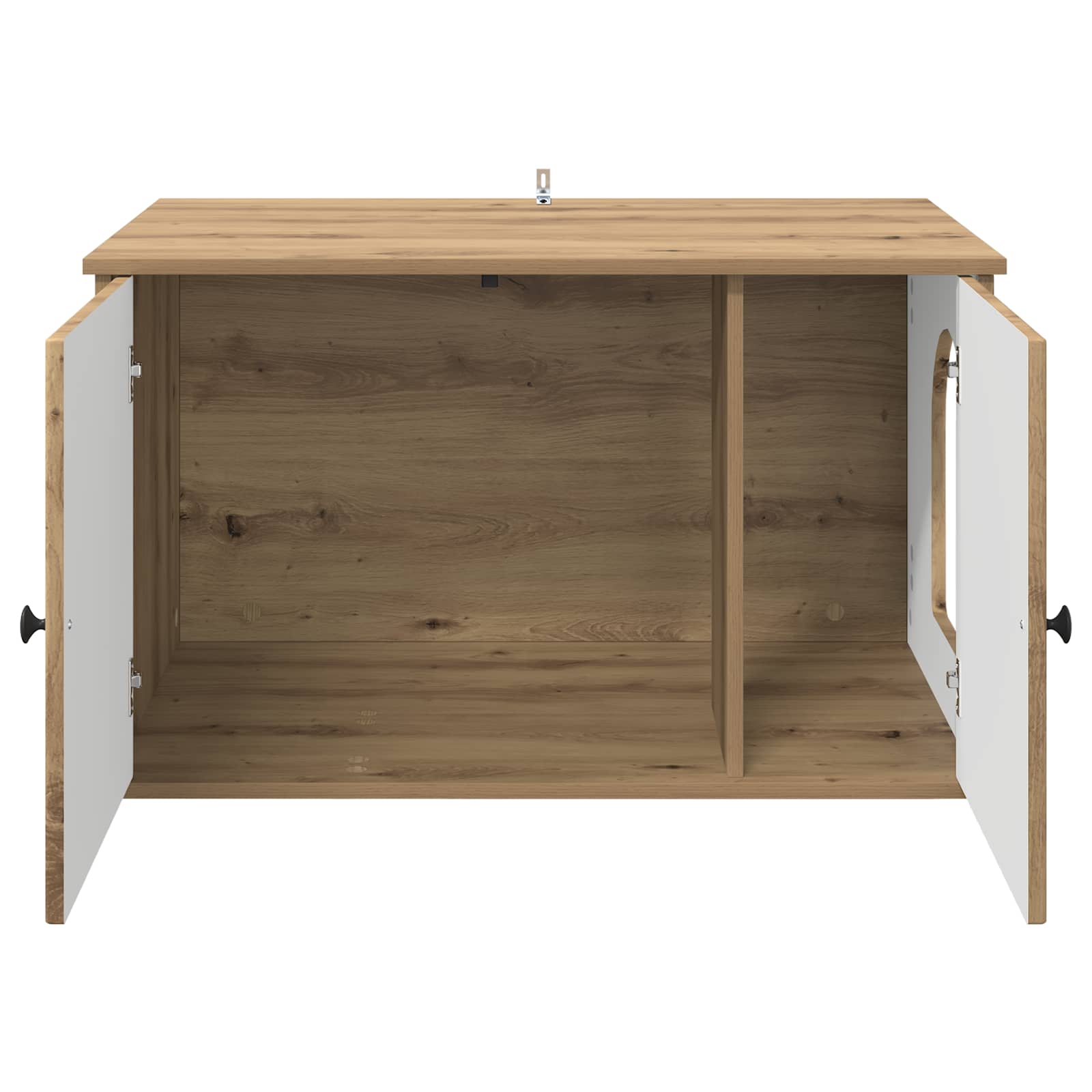 Kattenhuis Ambachtelijk eiken 85 x 55 x 50 cm Bewerkt hout is nu te koop bij PeponiXL, paradijselijk wonen!