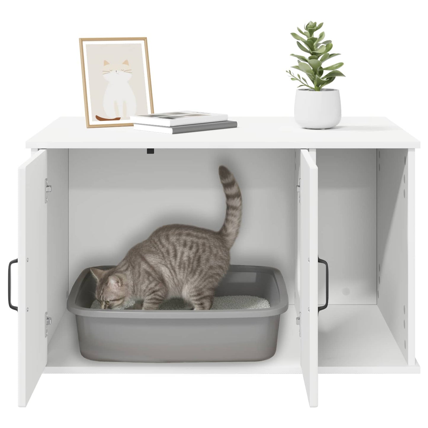 Kattenhuis Wit 85 x 55 x 50 cm Bewerkt hout is nu te koop bij PeponiXL, paradijselijk wonen!